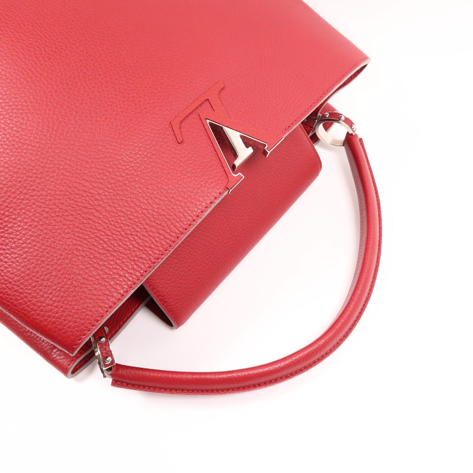 LOUIS VUITTON Taurillon皮革Capucines GM銀扣肩背袋