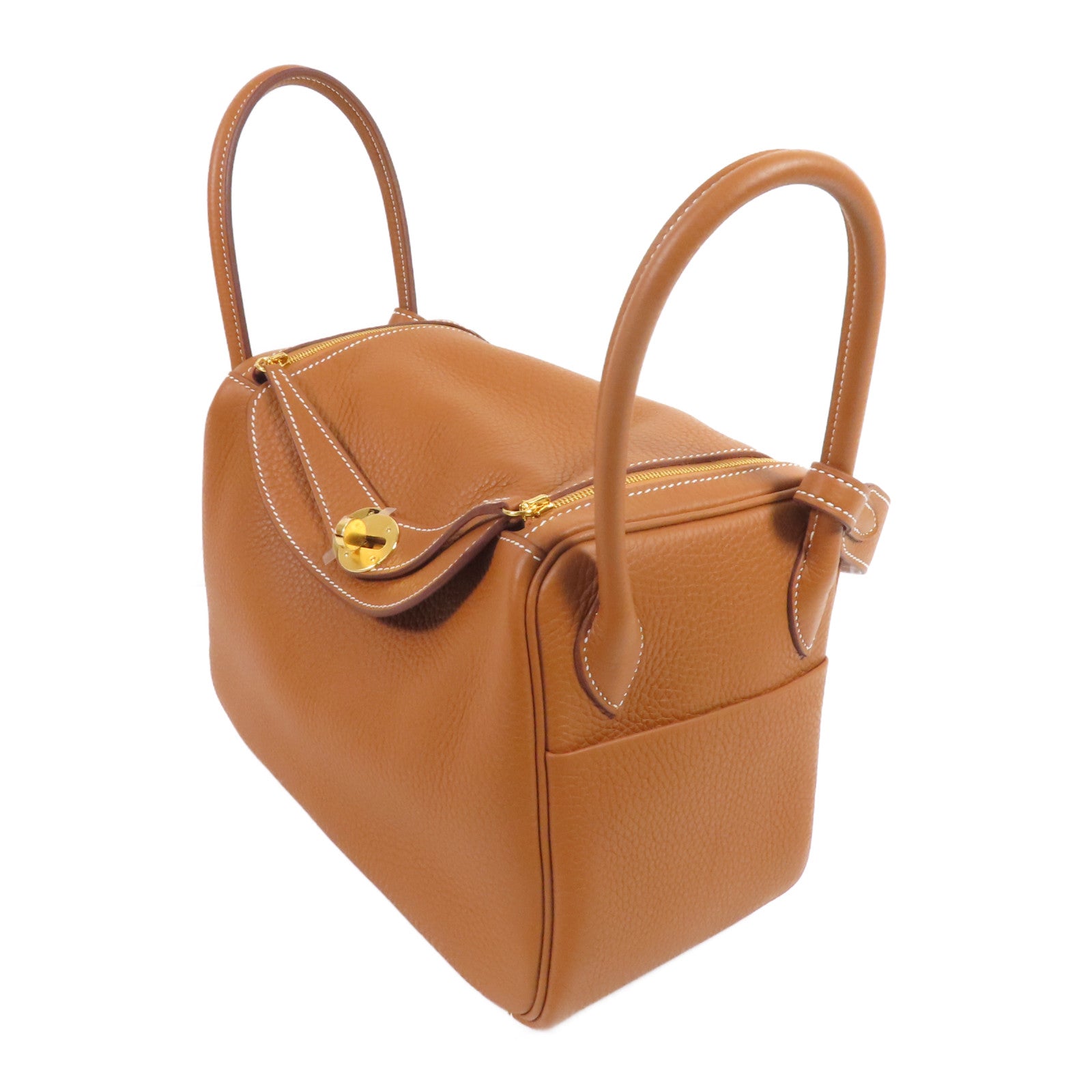 HERMES Clemence皮革Lindy 26金扣手挽肩背兩用袋Gold
