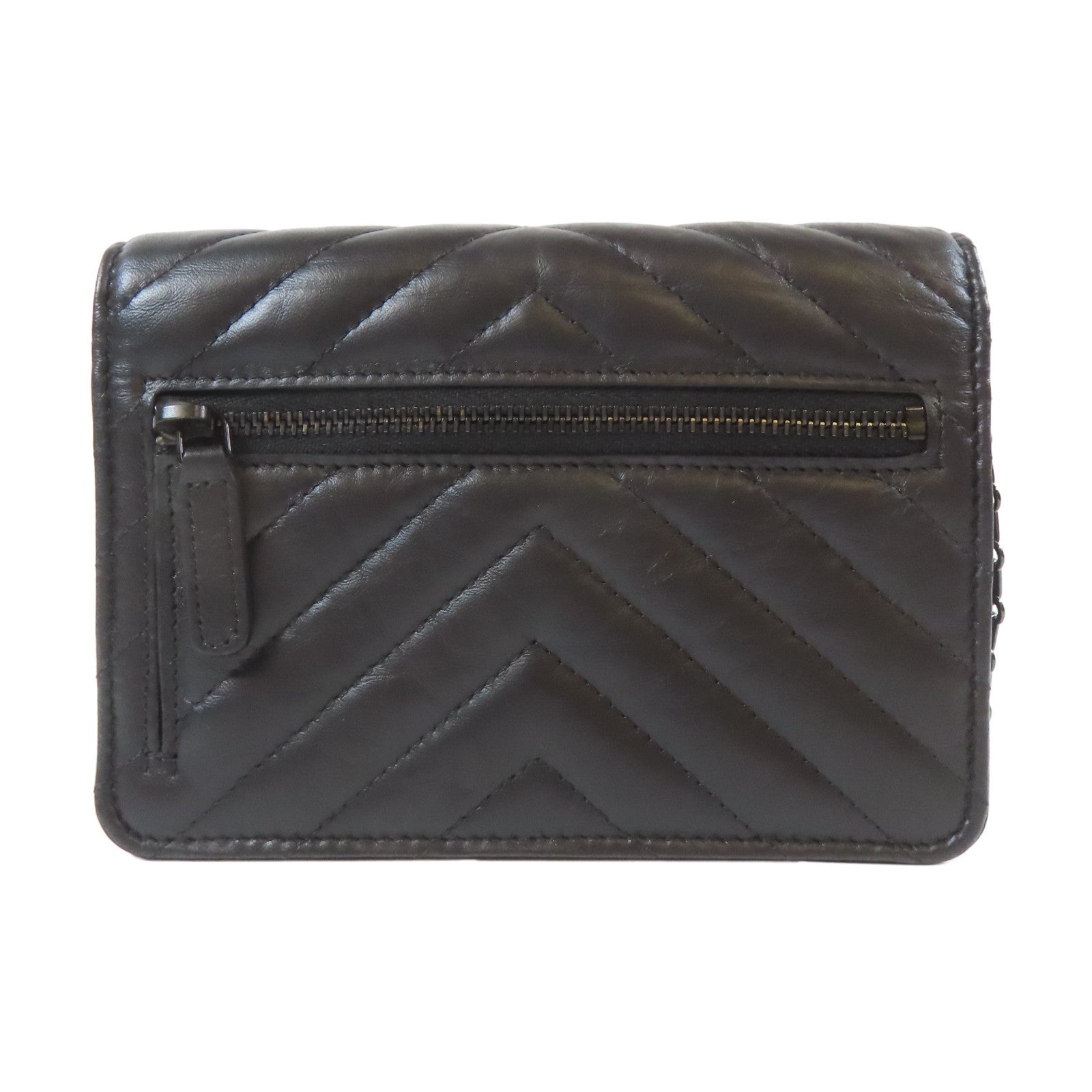 CHANEL 斜紋羊皮皮革2.55 WOC Wallet On Chain黑扣鏈帶肩背袋黑色