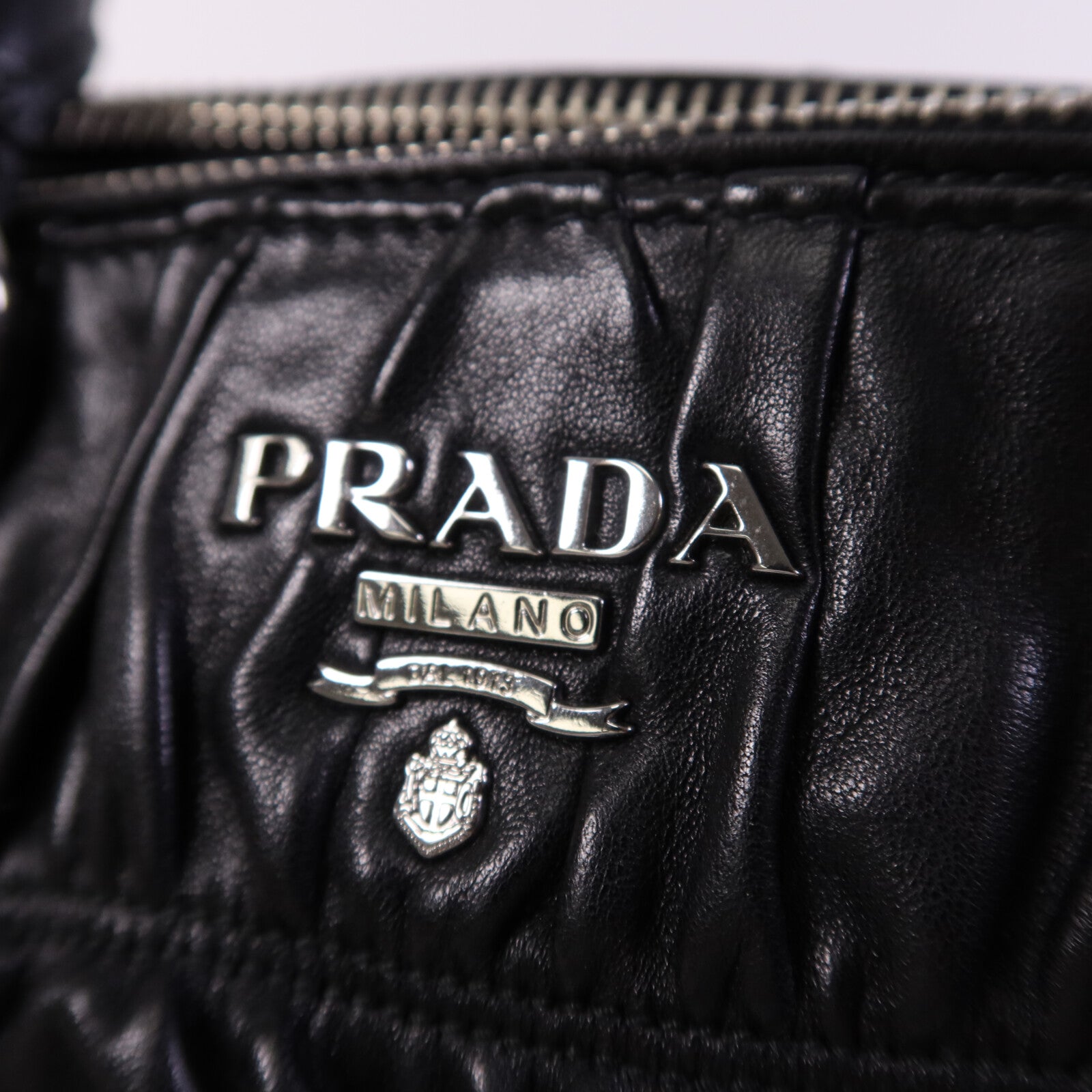 PRADA 羊皮皮革Shoulder Bag銀扣手挽肩背兩用袋