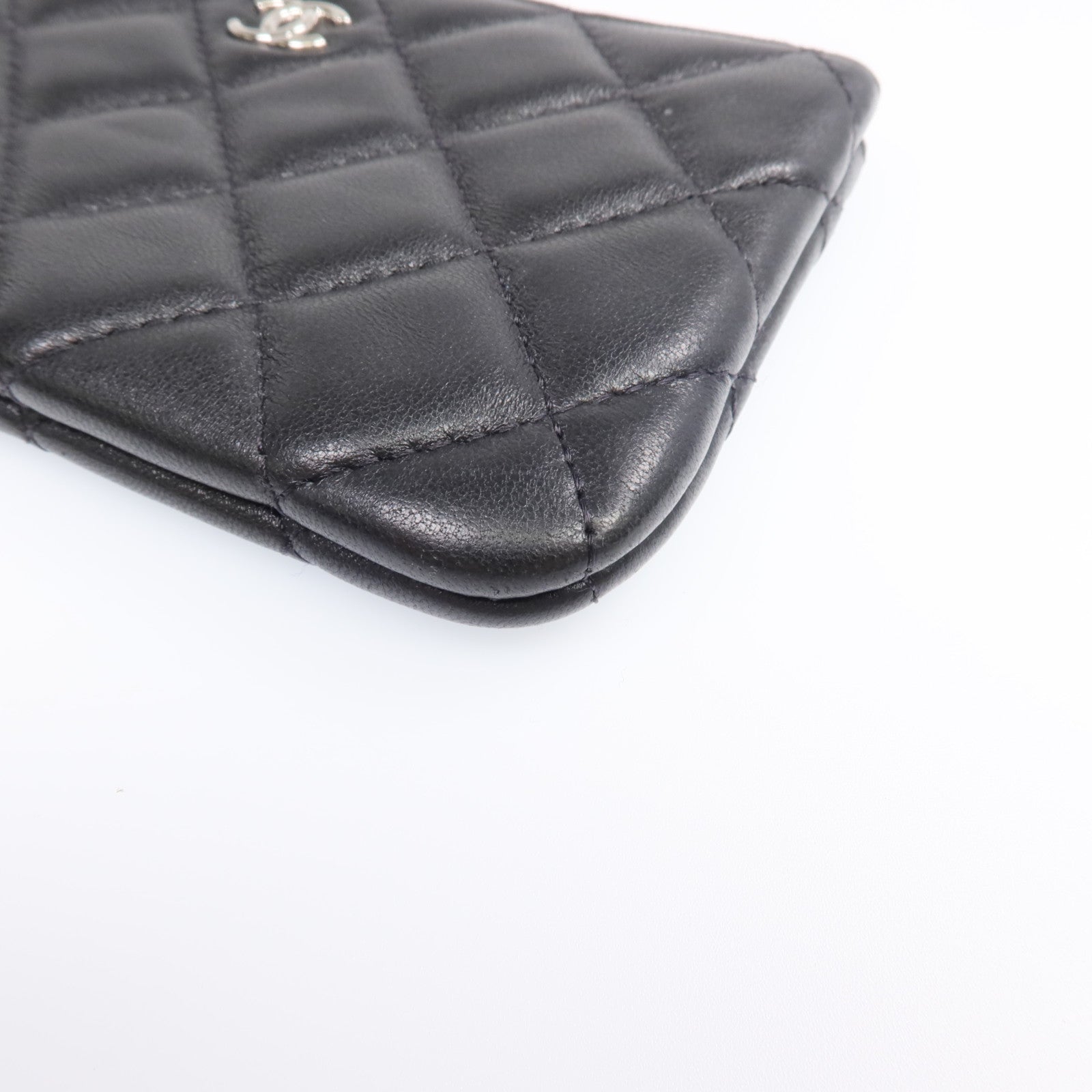 CHANEL 羊皮皮革Mini Pouch銀扣長錢包