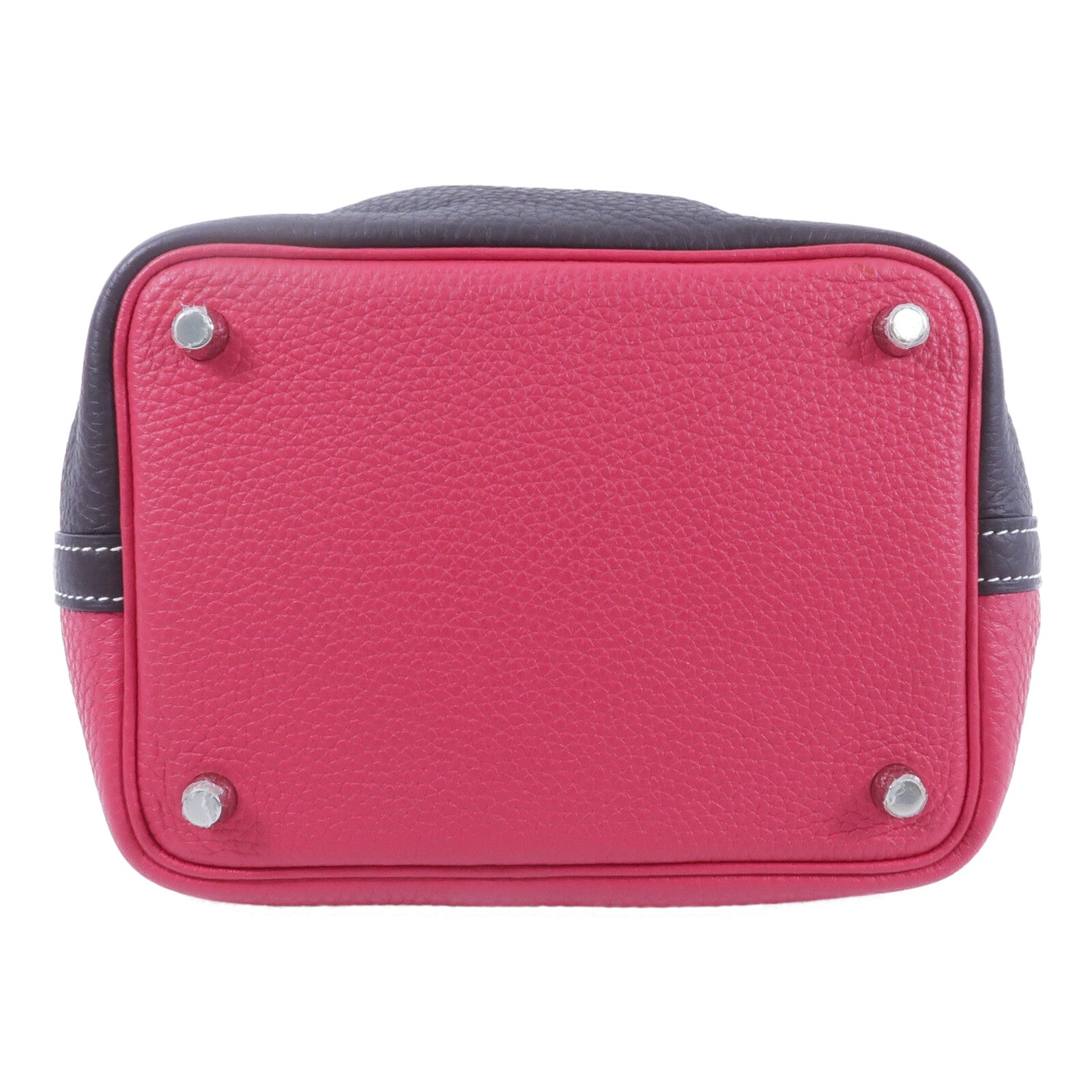 HERMES Clemence皮革Picotin PM手挽袋Rouge Sellier/Frambo