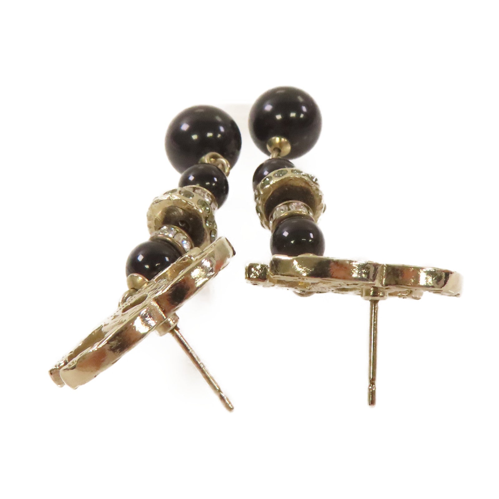 CHANEL 【激減優惠】金屬/PVC CC Earrings耳環黑色/金色