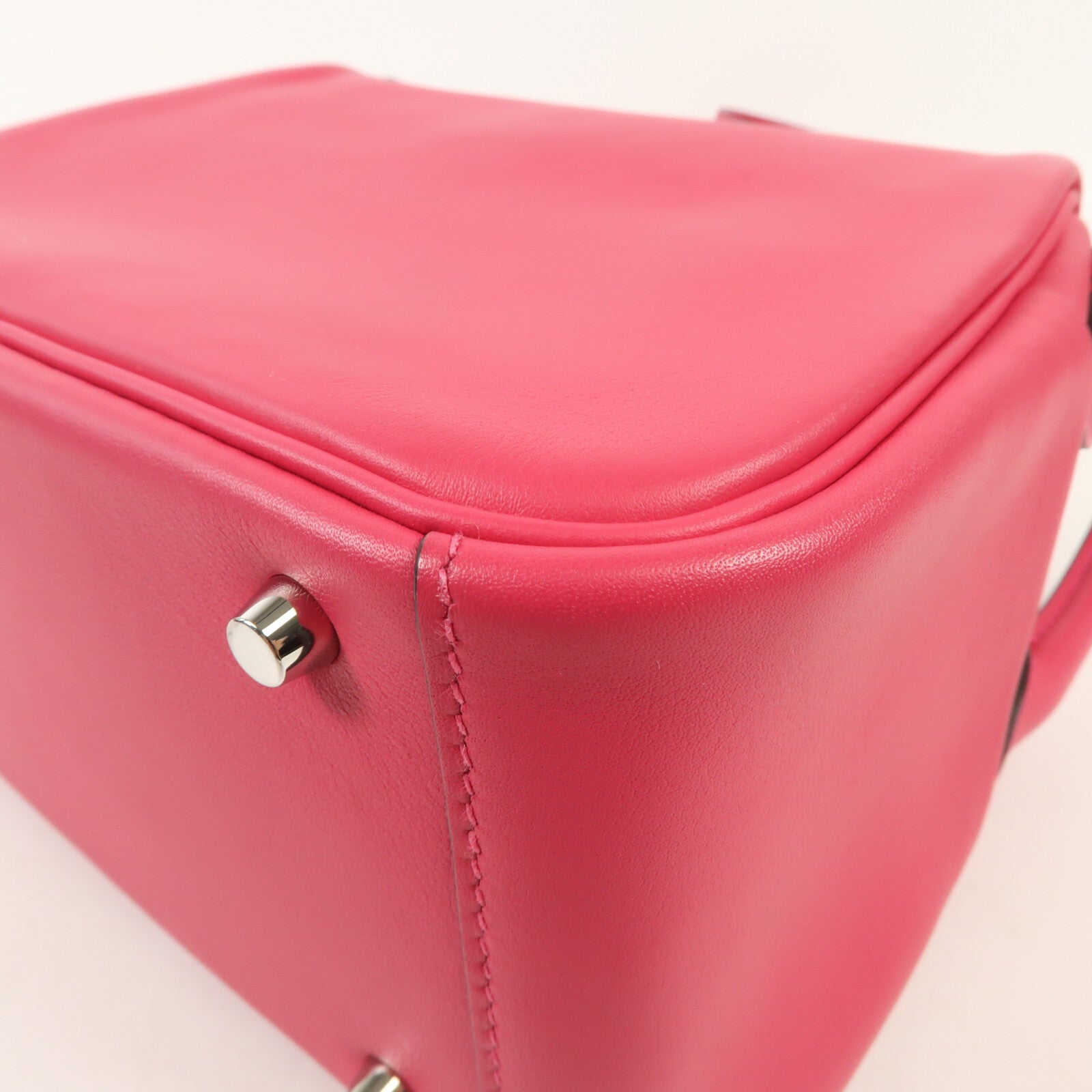 HERMES Swift皮革Mini Lindy銀扣手挽肩背兩用袋Rose Mexico