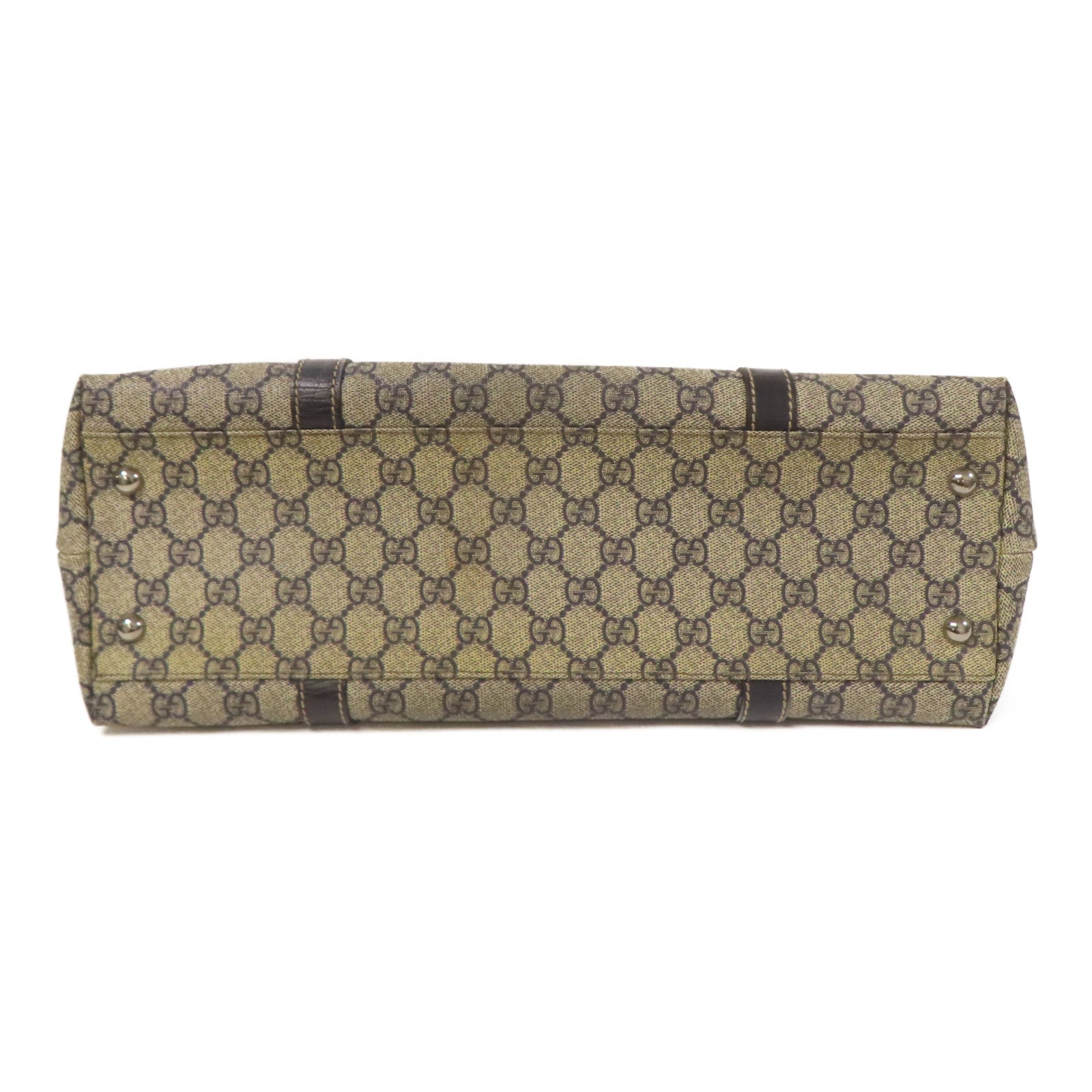GUCCI 塗層帆布/皮革GG Supreme銀扣肩背袋/手挽袋藍色