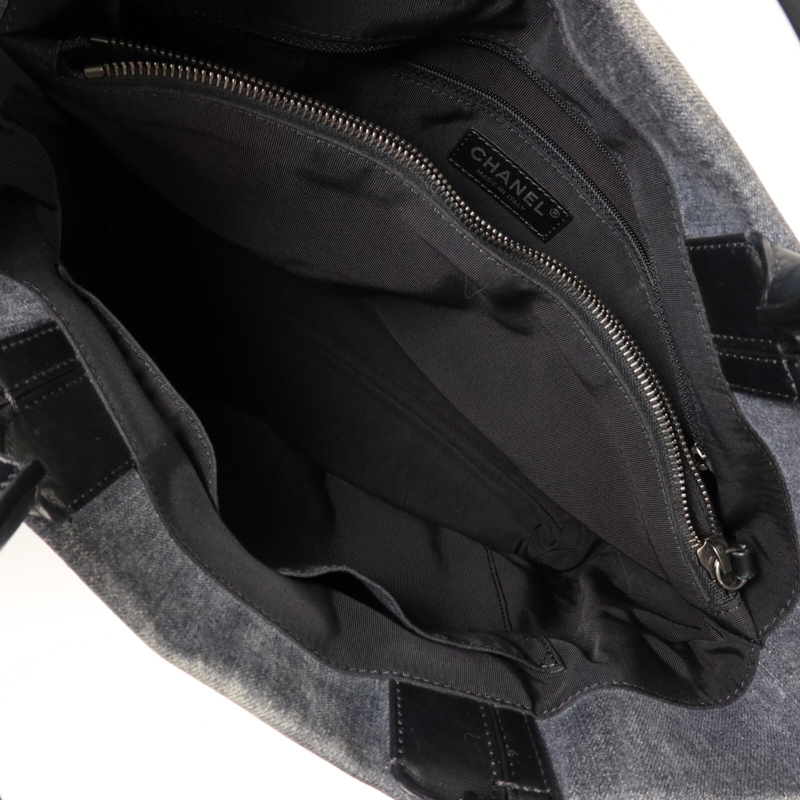 CHANEL 牛仔布2 way Shoulder銀扣手挽肩背兩用袋