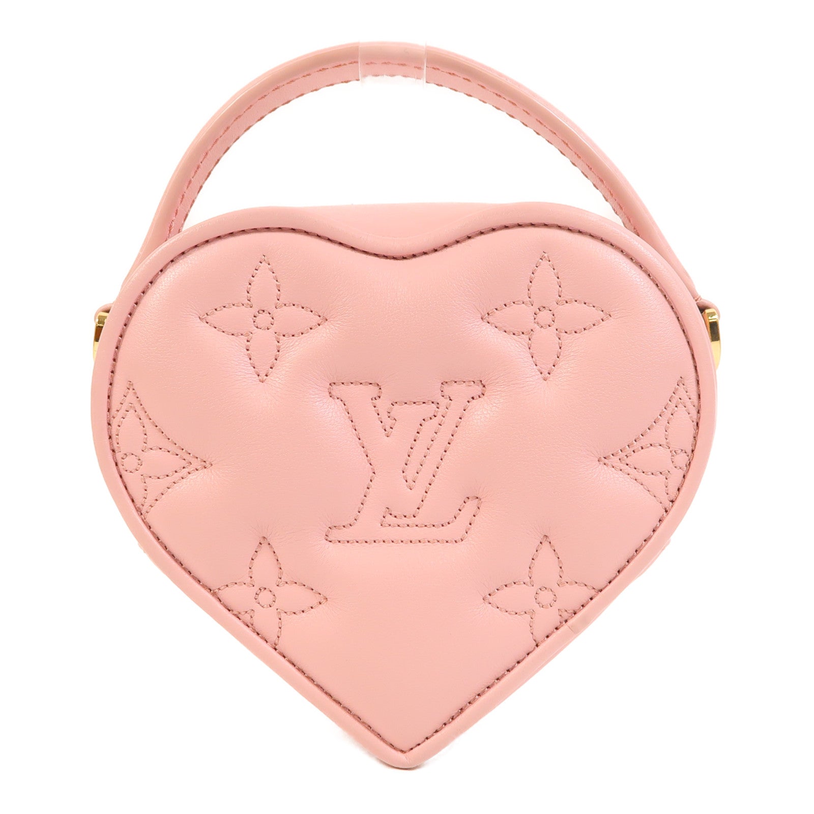 LOUIS VUITTON Bubblegram皮革Pop My Heart金扣鏈帶手挽肩背兩用袋