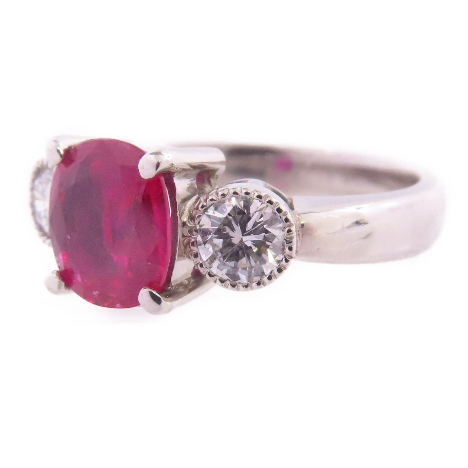 JEWELRY 【激減優惠】PT900鉑金/紅寶石Ruby Diamond Ring戒指US#5.5