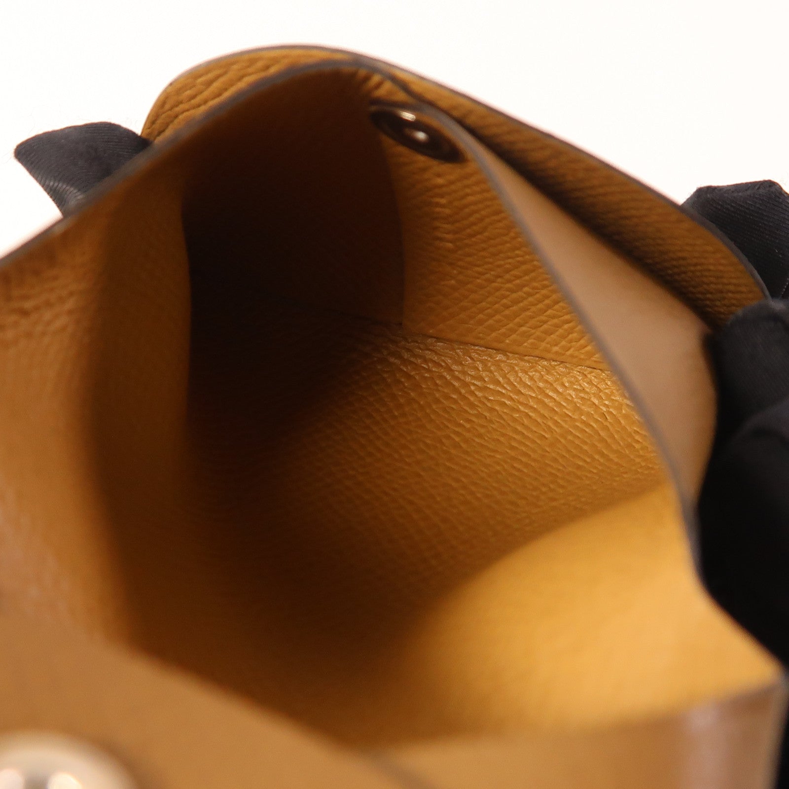 HERMES Epsom皮革Bastia銀扣零錢包Gold