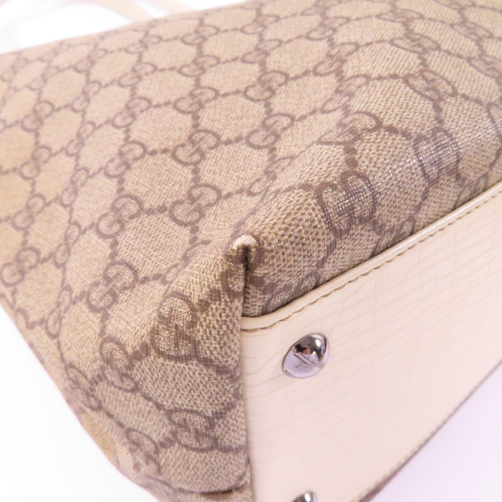 GUCCI 塗層帆布Hand Bag銀扣手挽袋啡色