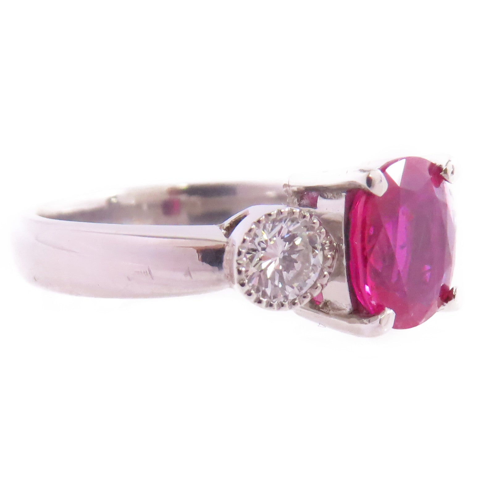 JEWELRY 【激減優惠】PT900鉑金/紅寶石Ruby Diamond Ring戒指US#5.5