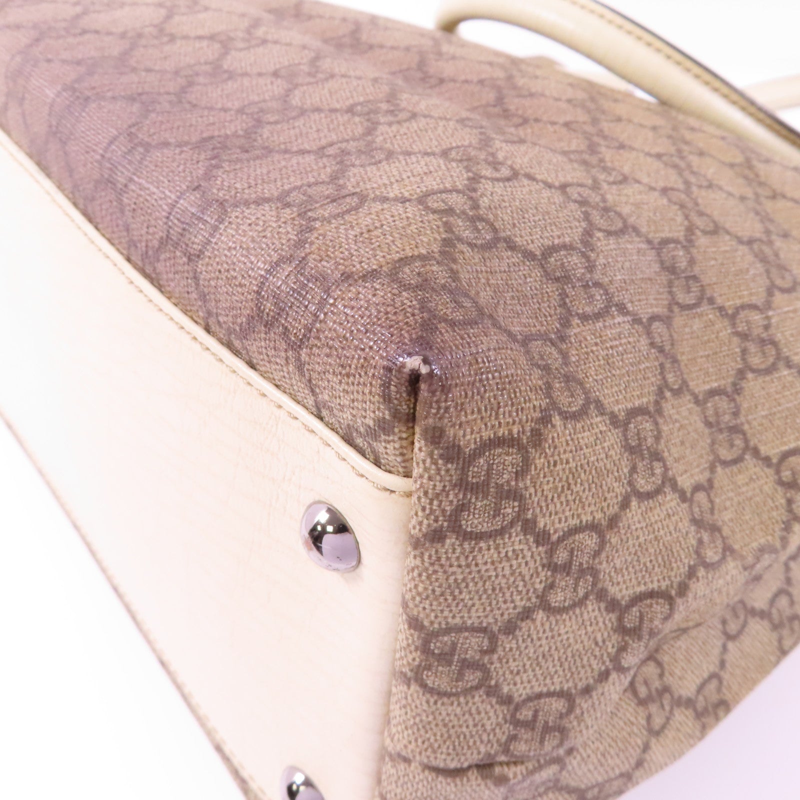 GUCCI 塗層帆布Hand Bag銀扣手挽袋啡色