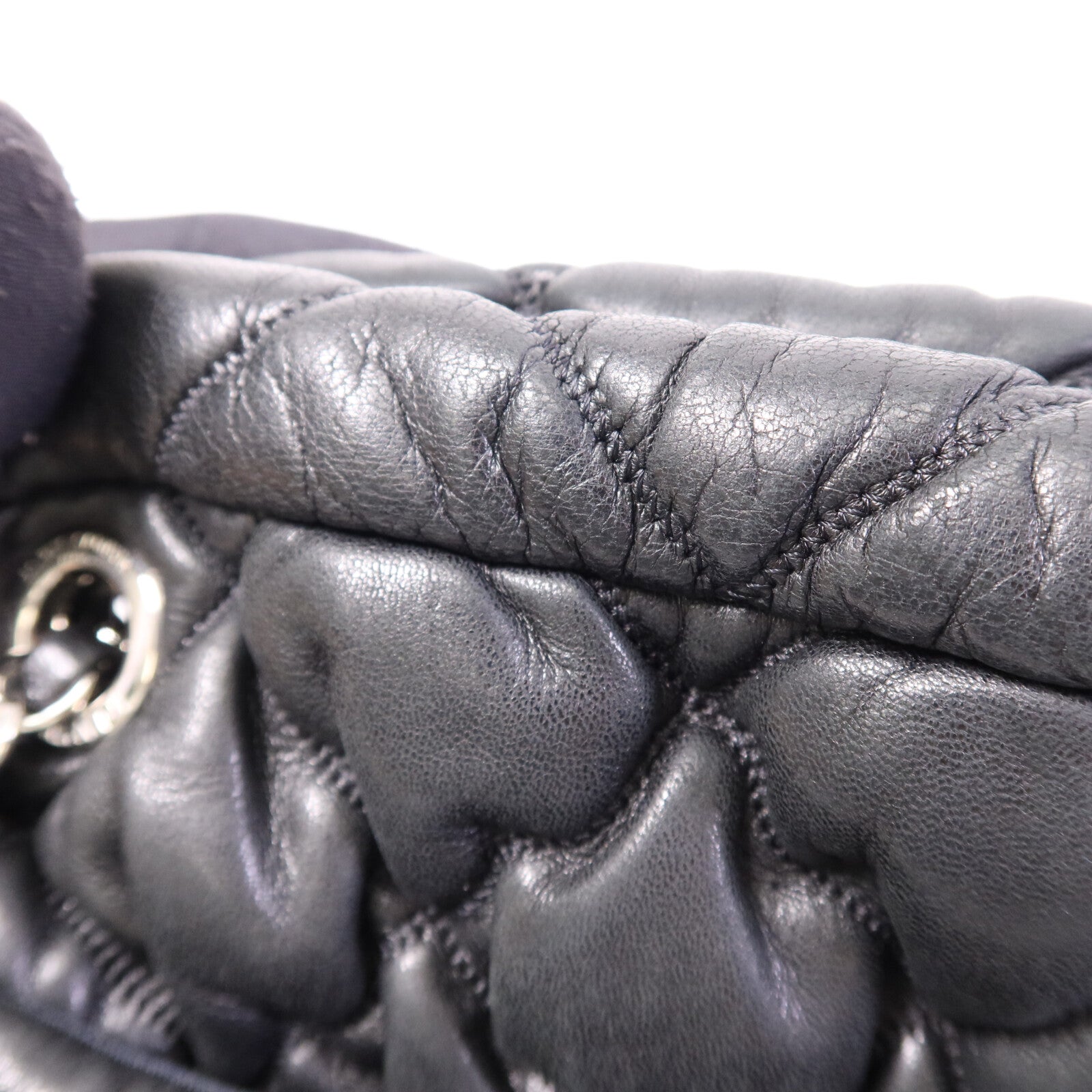 CHANEL 羊皮皮革Chain Shoulder銀扣鏈帶肩背袋