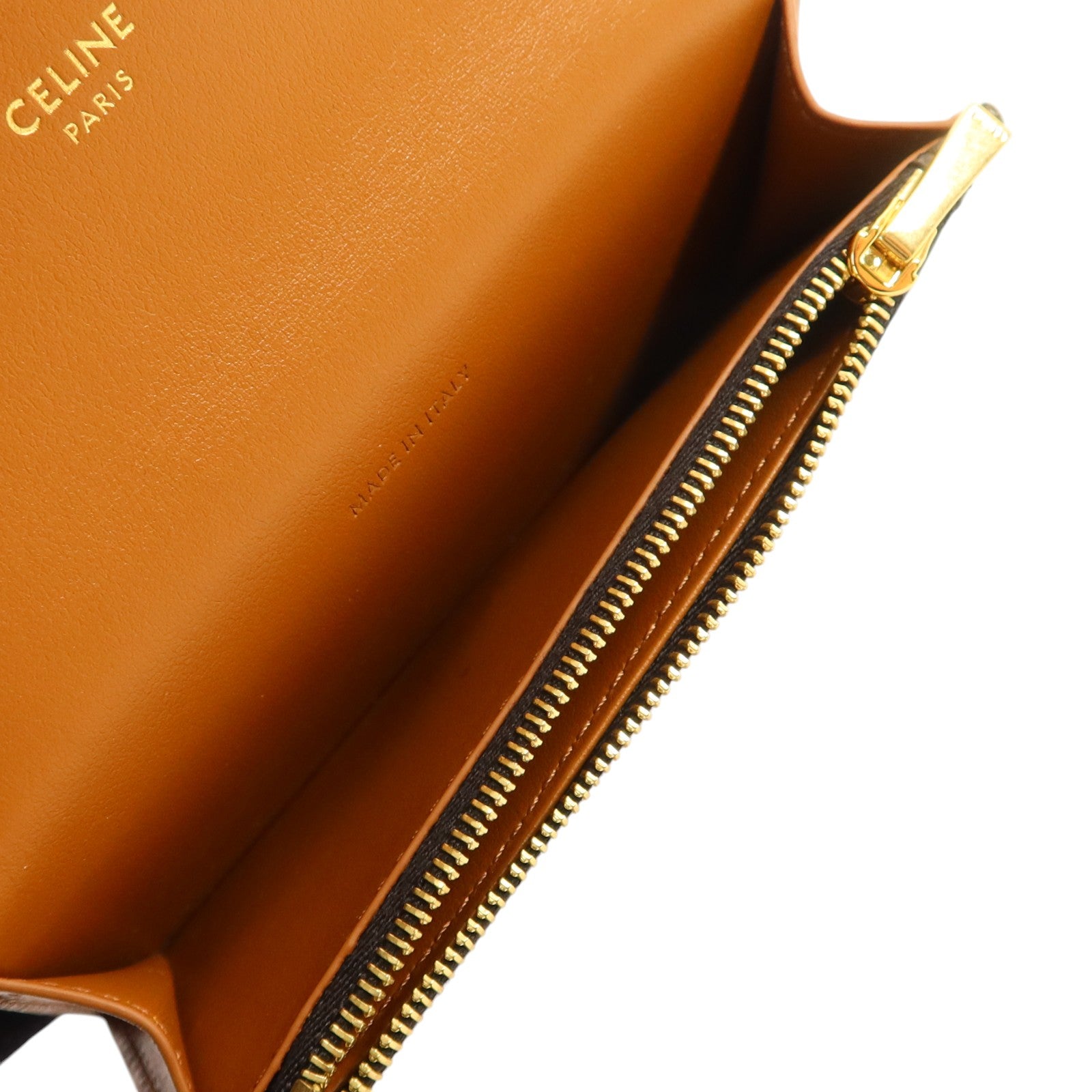 CELINE Triomphe帆布Flap Long Card Holder金扣卡片套