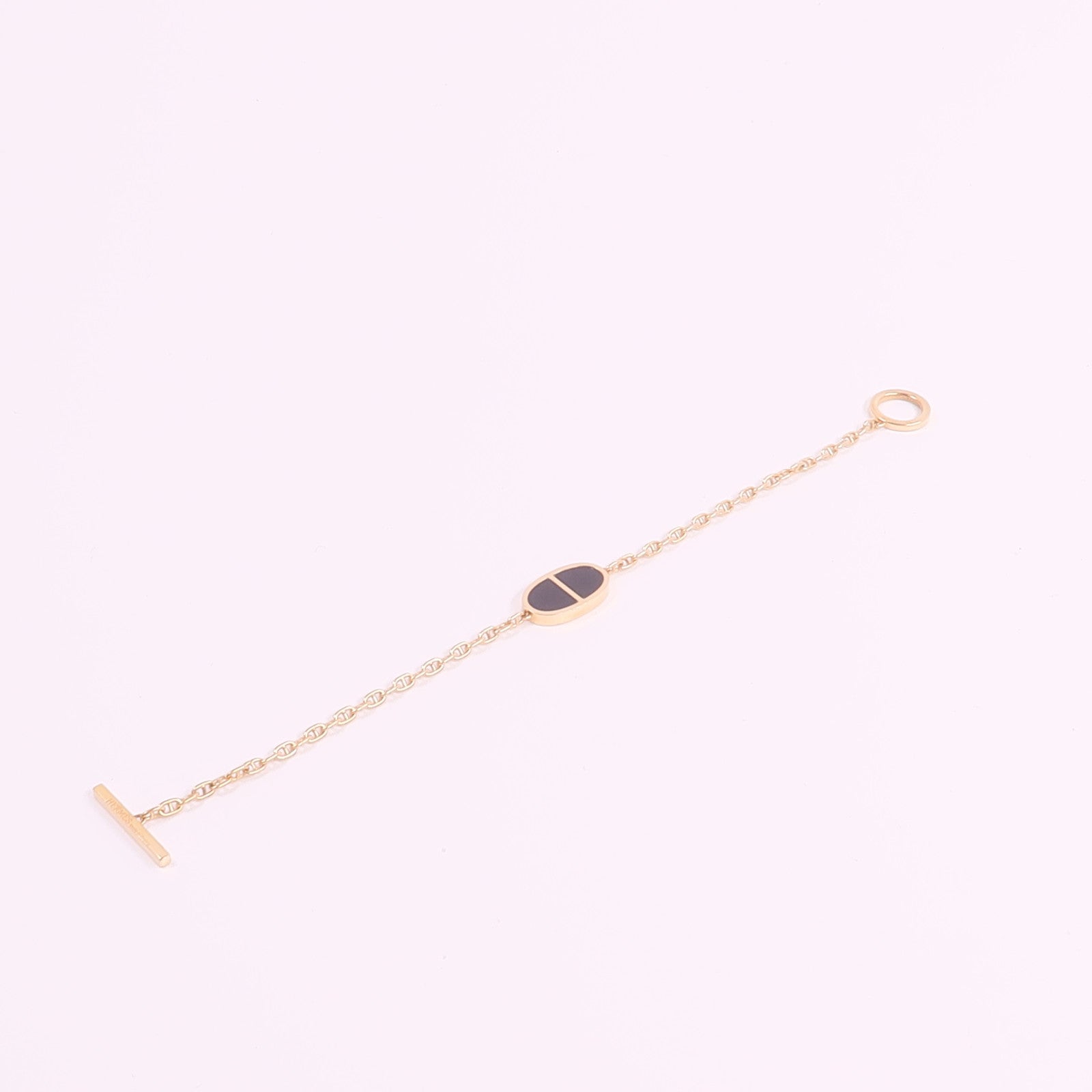 HERMES 18K玫瑰金/陶瓷Chaine d'ancre Verso Bracelet手鏈