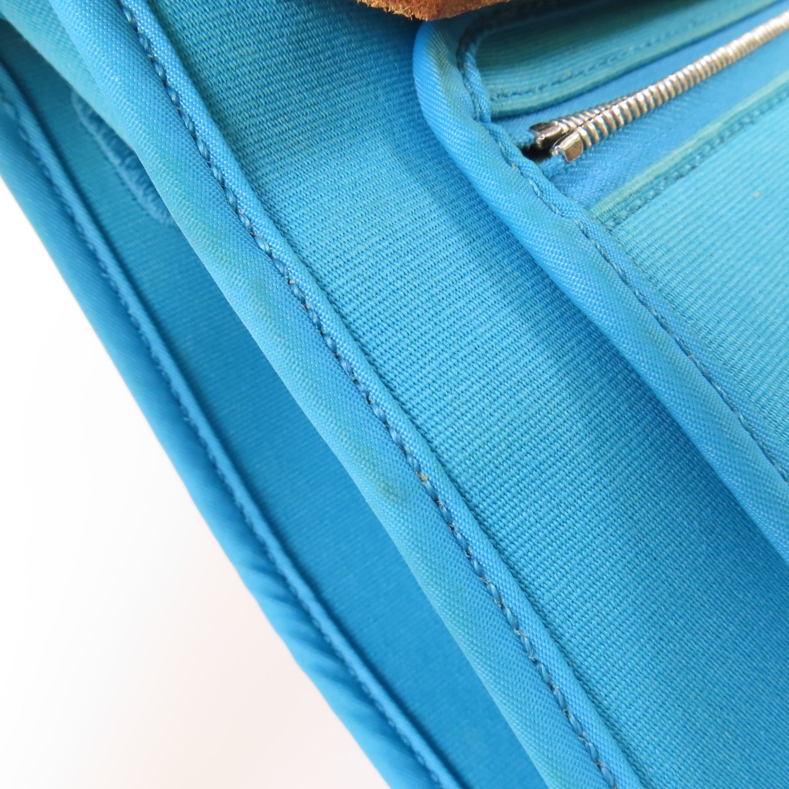 HERMES 帆布Herbag 31銀扣手挽肩背兩用袋Blue Azteque/Menthe