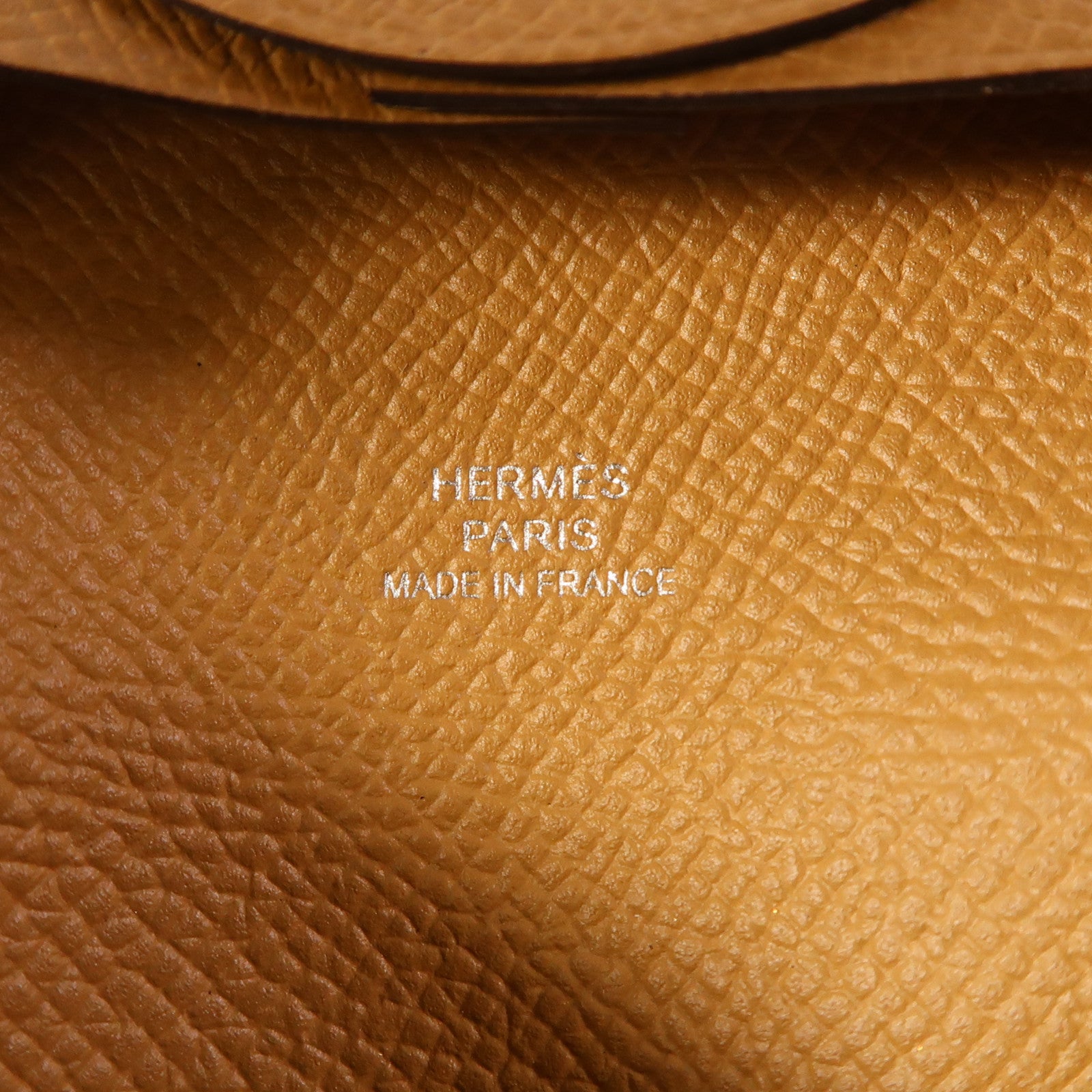 HERMES Epsom皮革Bastia銀扣零錢包Gold