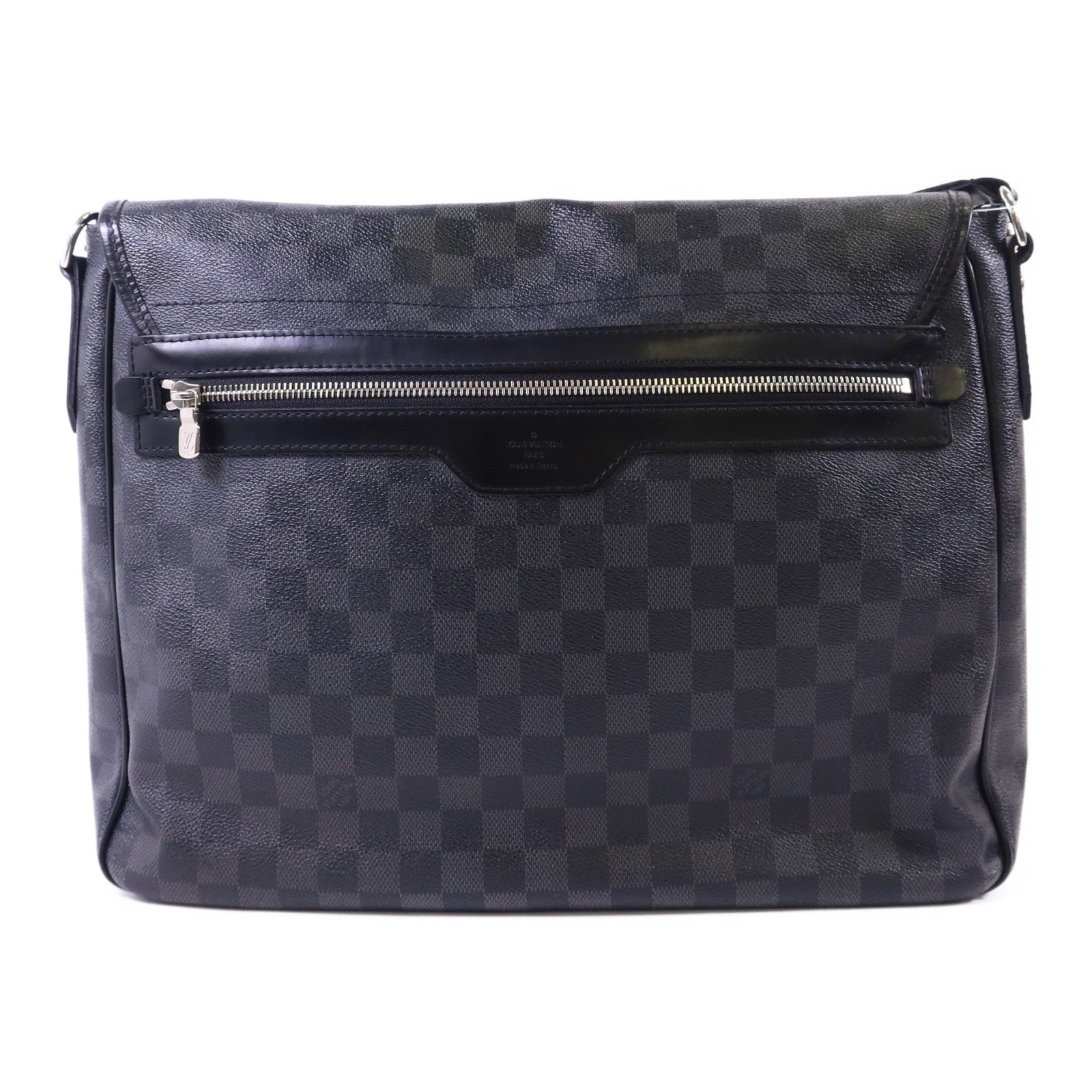 LOUIS VUITTON Damier Graphite Daniel GM銀扣肩背袋