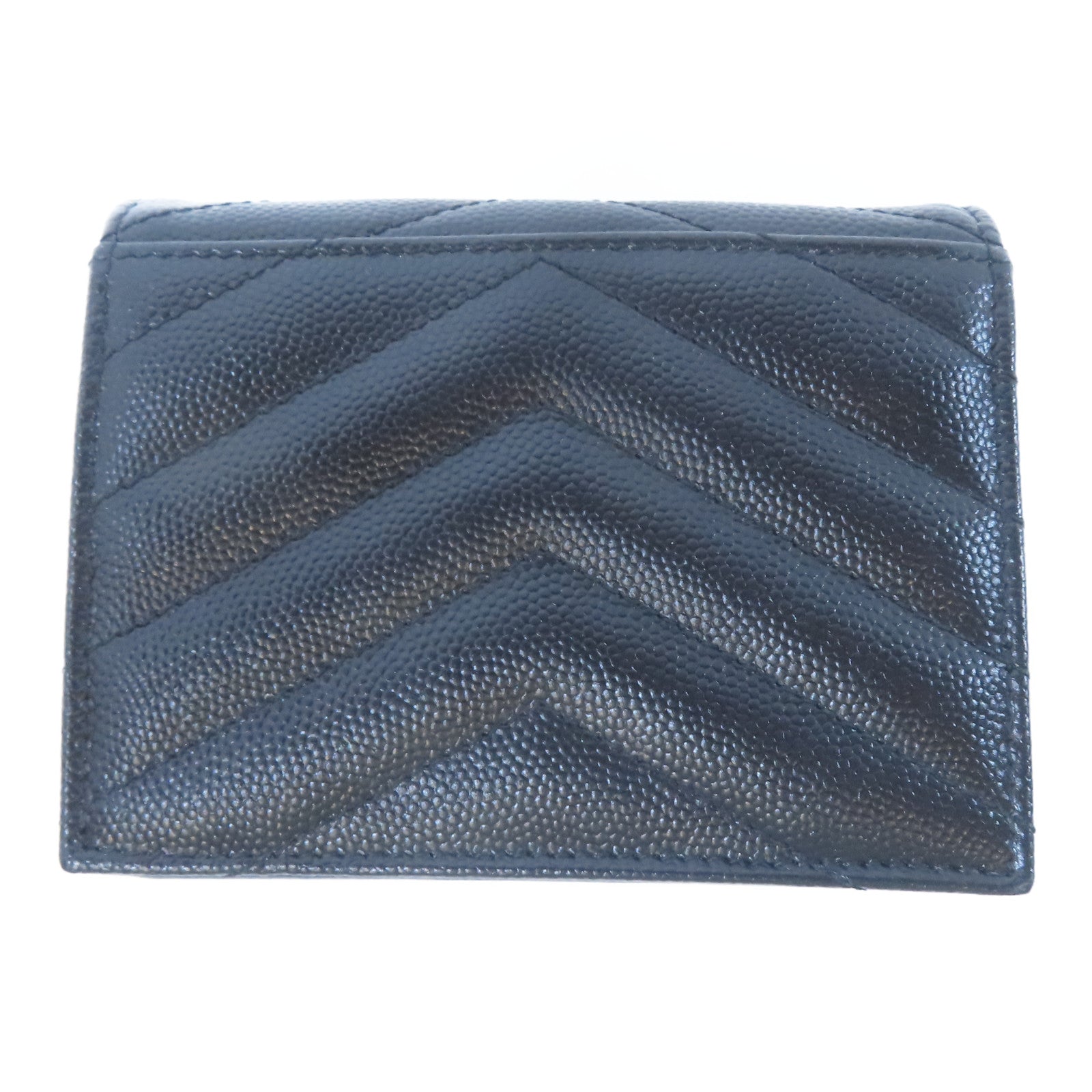 SAINT LAURENT 斜紋牛皮皮革Wallet金扣錢包黑色