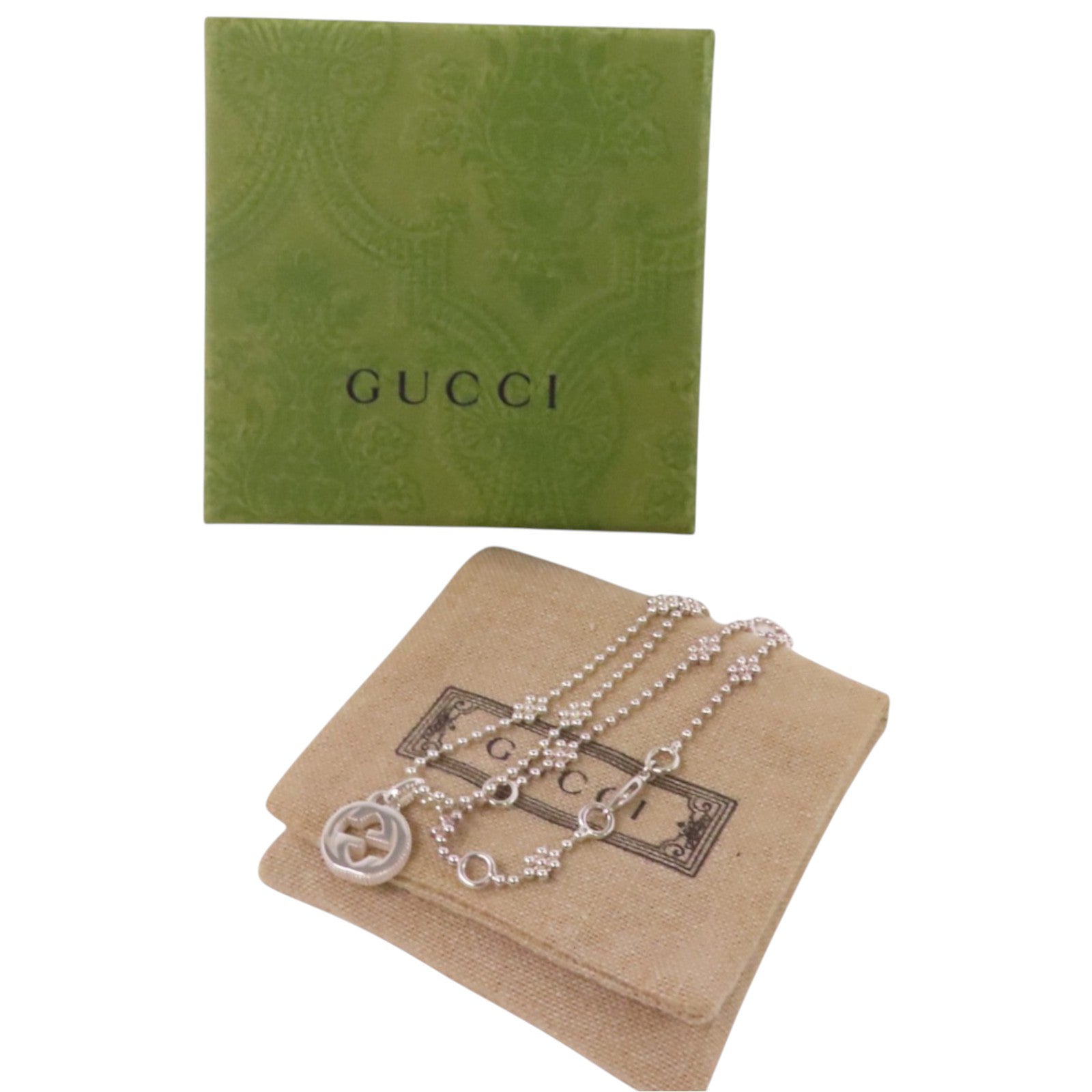 GUCCI 925純銀GG Necklace銀扣項鏈