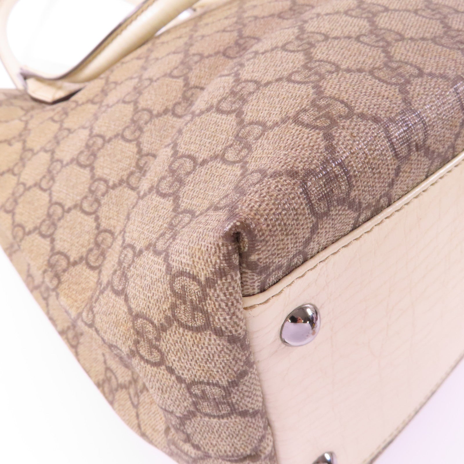 GUCCI 塗層帆布Hand Bag銀扣手挽袋啡色