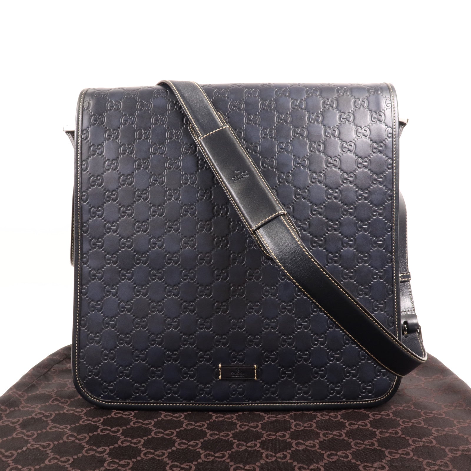 GUCCI 牛皮皮革Shoulder Bag銀扣肩背袋