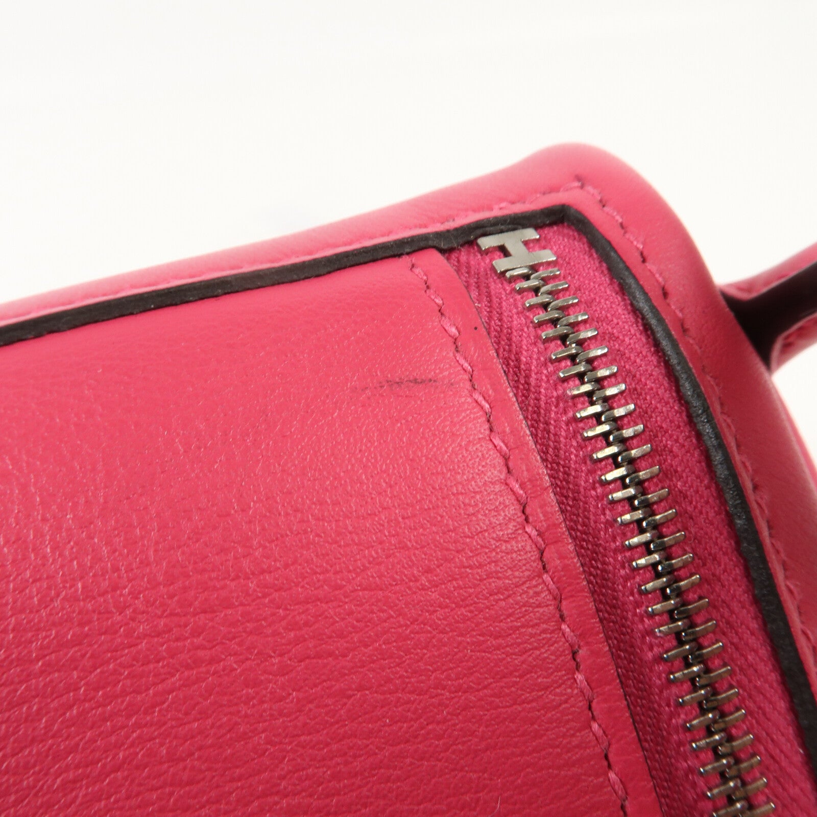 HERMES Swift皮革Mini Lindy銀扣手挽肩背兩用袋Rose Mexico