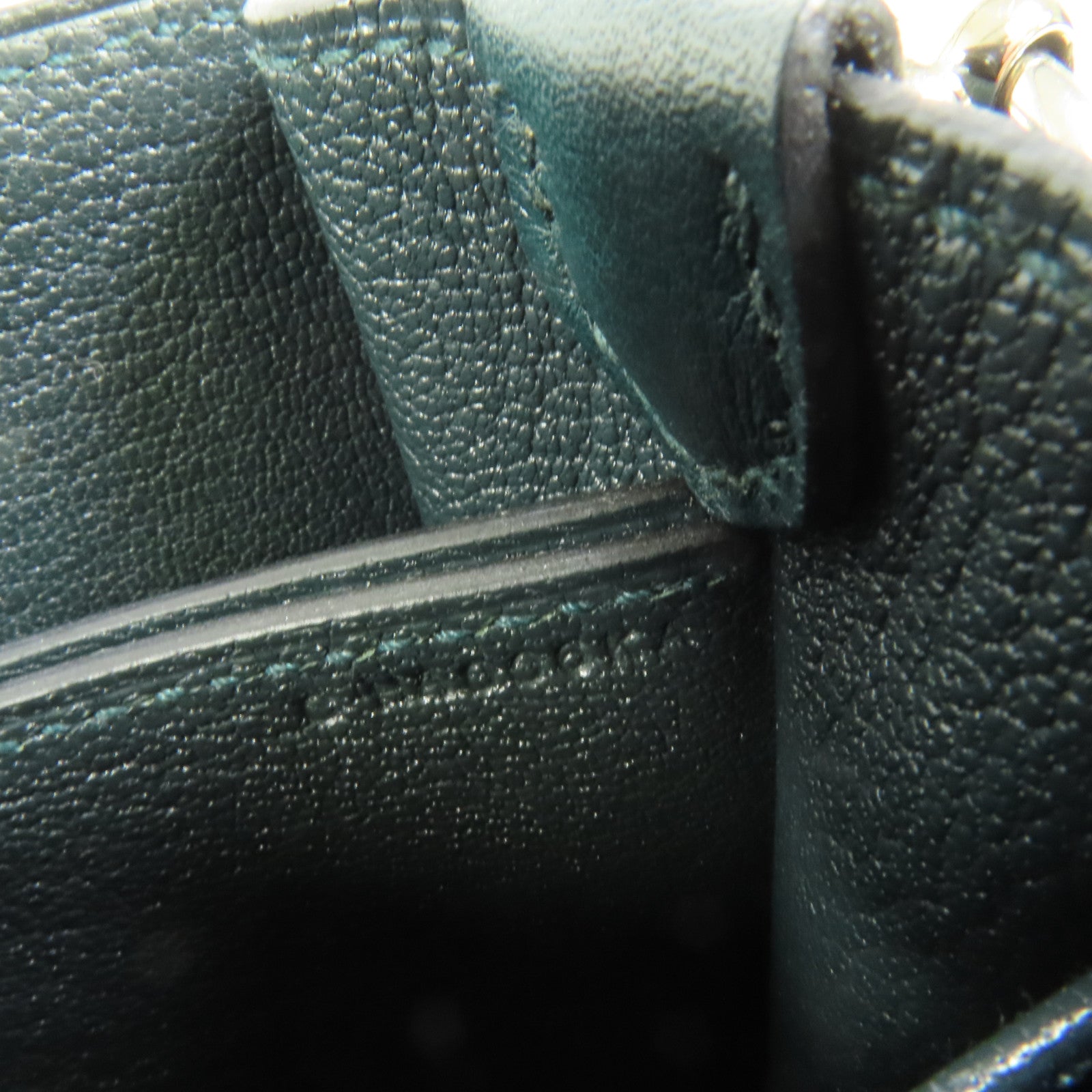 HERMES Evercolor皮革Roulis Mini銀扣肩背袋Vert Bosphore