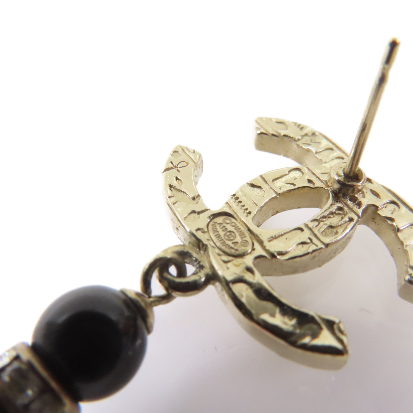 CHANEL 【激減優惠】金屬/PVC CC Earrings耳環黑色/金色