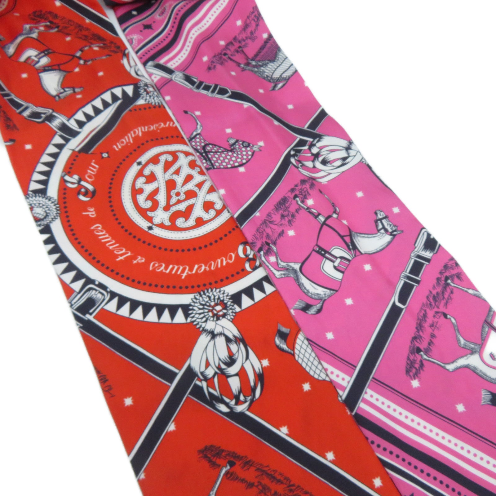 HERMES 【激減優惠】絲質Maxi Twilly Scarf絲巾紅色/橙色/粉紅色