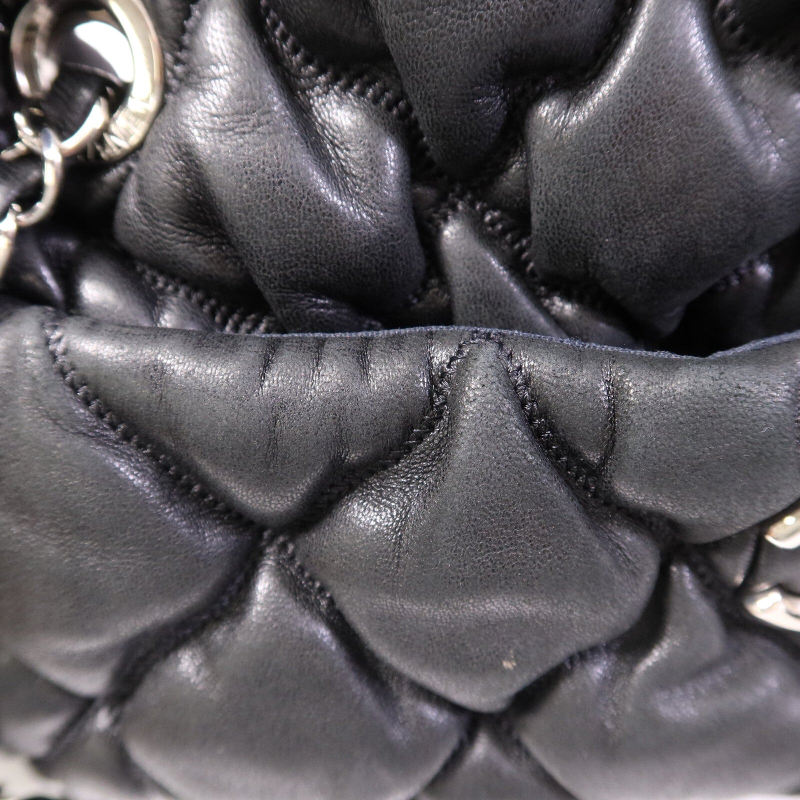 CHANEL 羊皮皮革Chain Shoulder銀扣鏈帶肩背袋