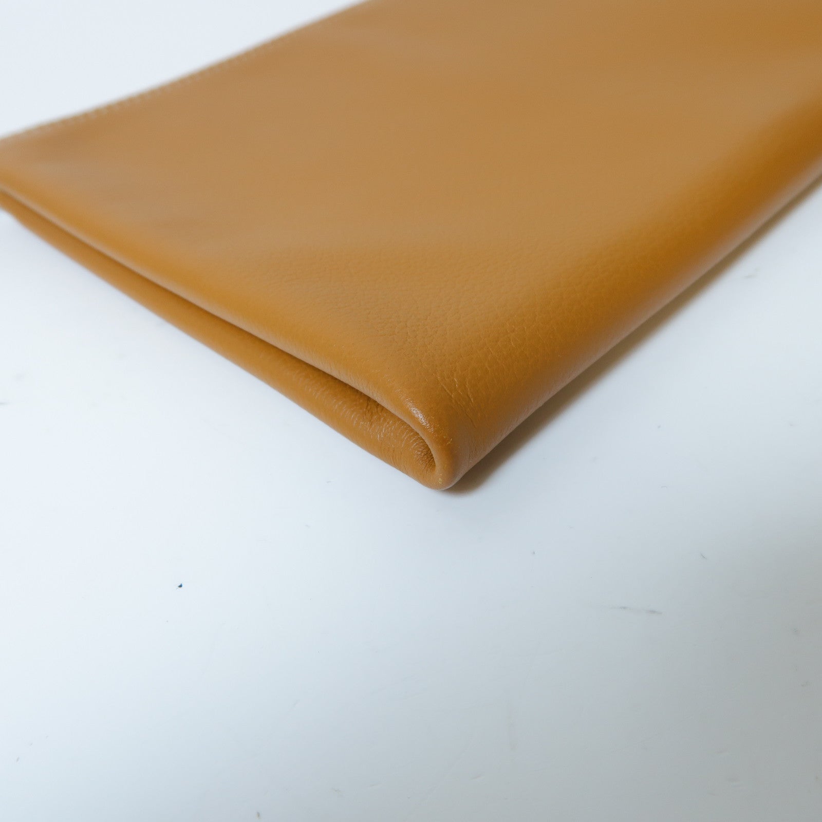 HERMES 【激減優惠】Evercolour皮革Atout 20 Pouch銀扣手拿包經典駝色/橙色