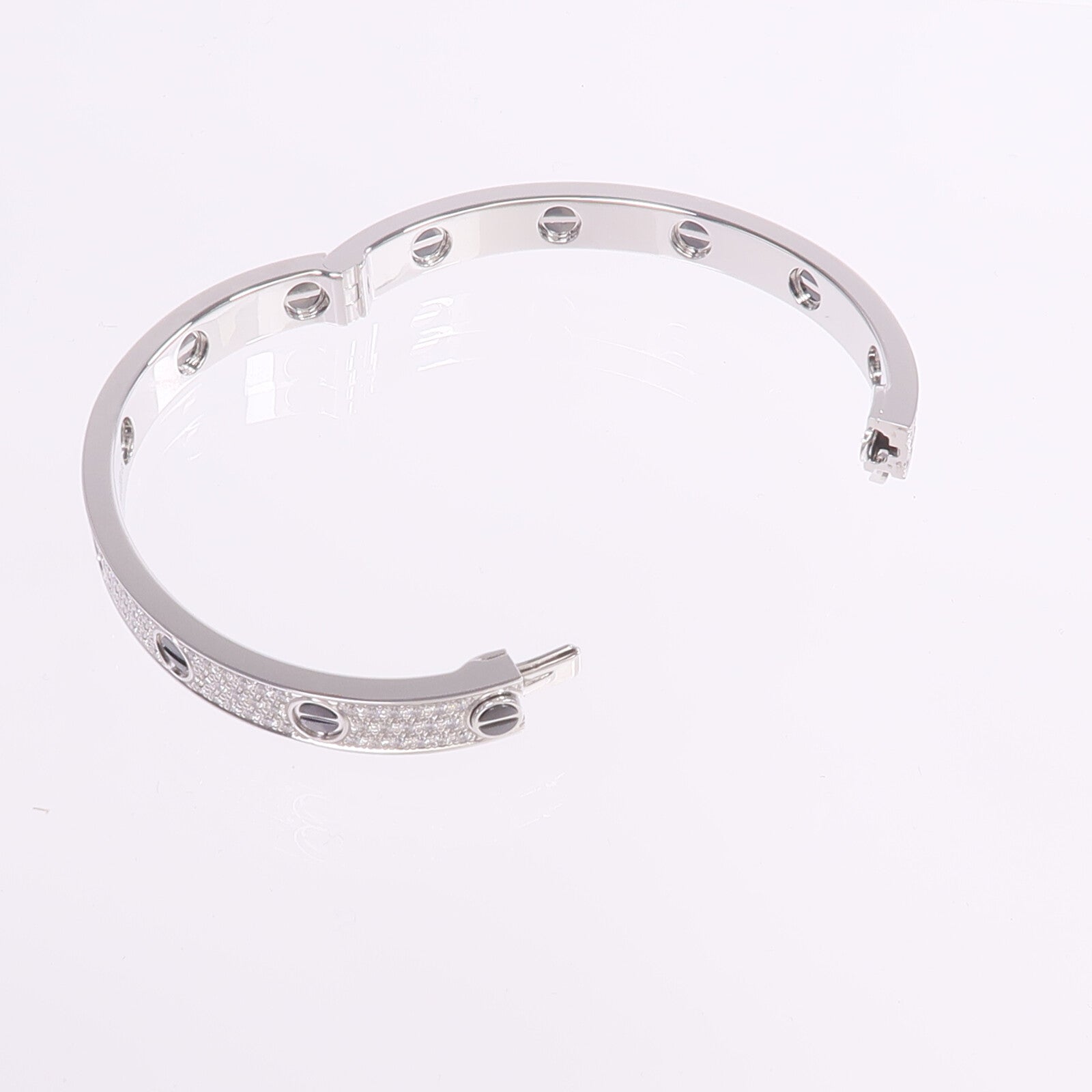 CARTIER 18K白金/陶瓷Love Bracelet鑽石手鐲Cartier#17