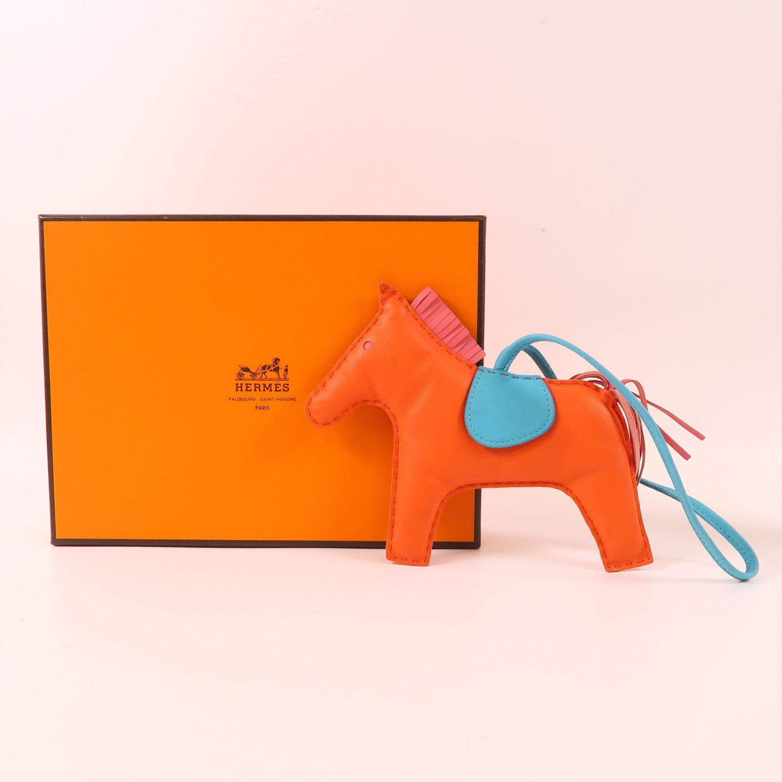 HERMES 【激減優惠】Milo皮革Rodeo GM掛飾Orange/Blue