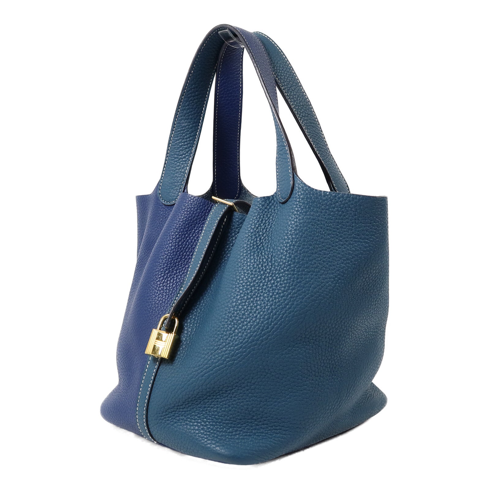HERMES Clemence皮革Picotin MM手挽袋Blue/Vert Bosphore