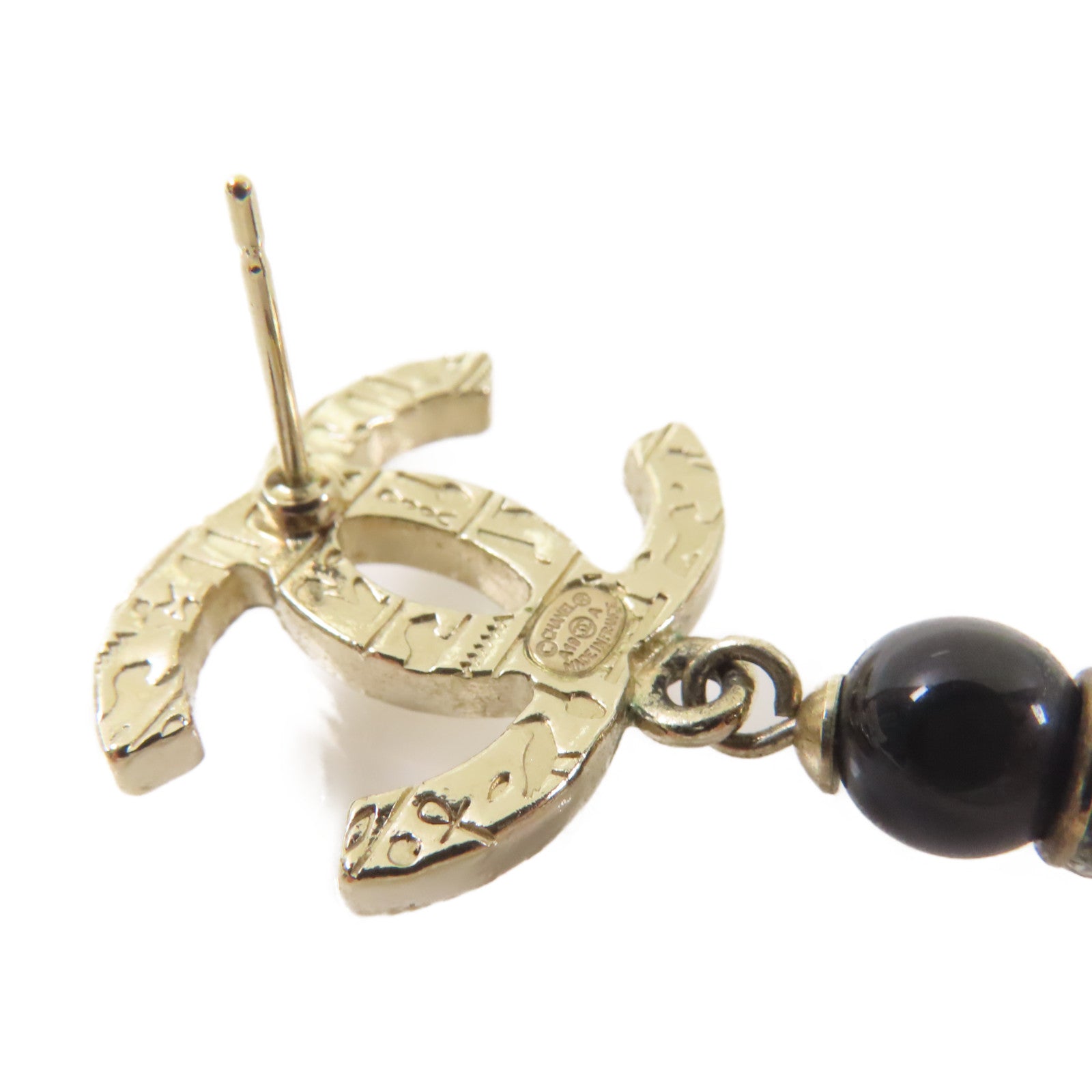 CHANEL 【激減優惠】金屬/PVC CC Earrings耳環黑色/金色