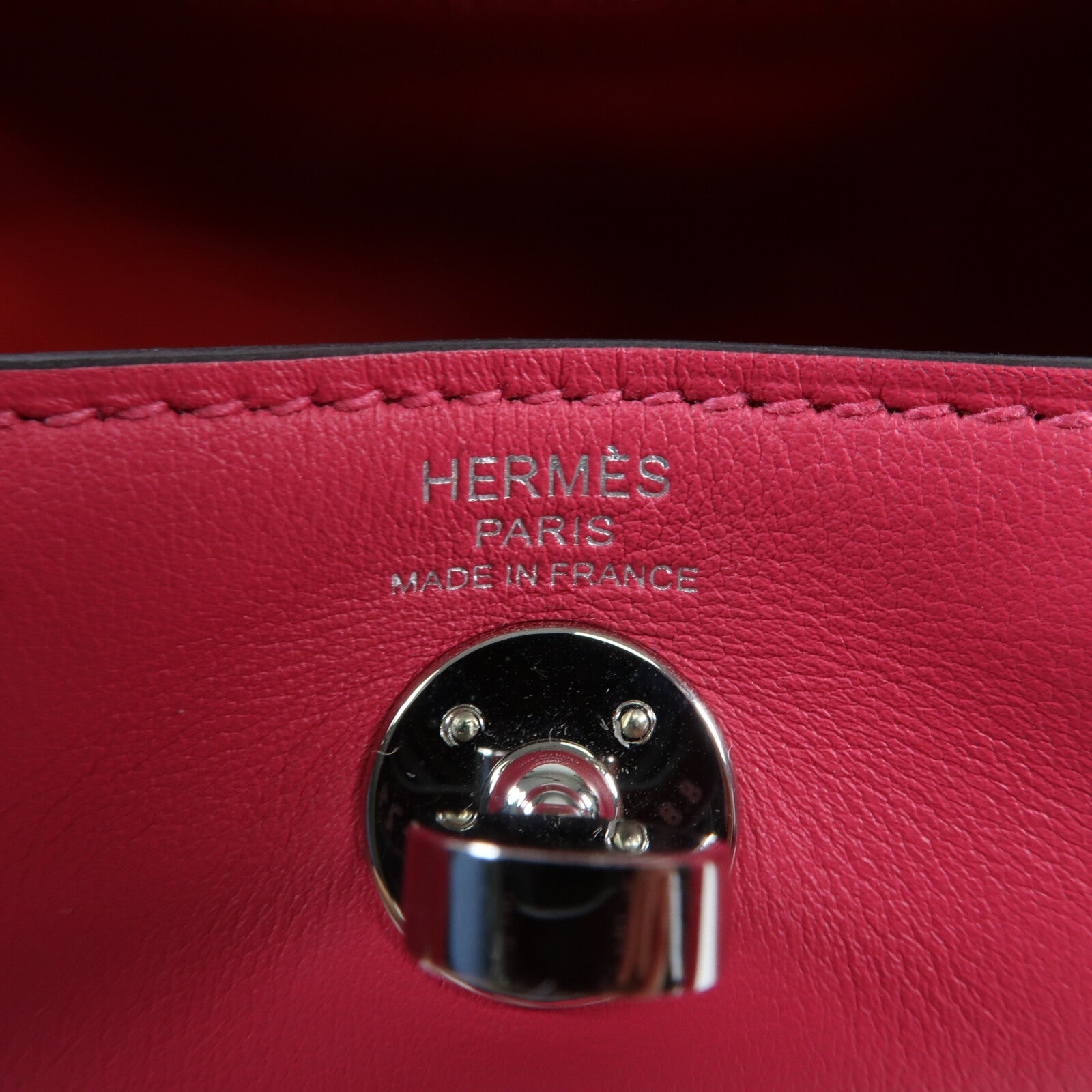 HERMES Swift皮革Mini Lindy銀扣手挽肩背兩用袋Rose Mexico
