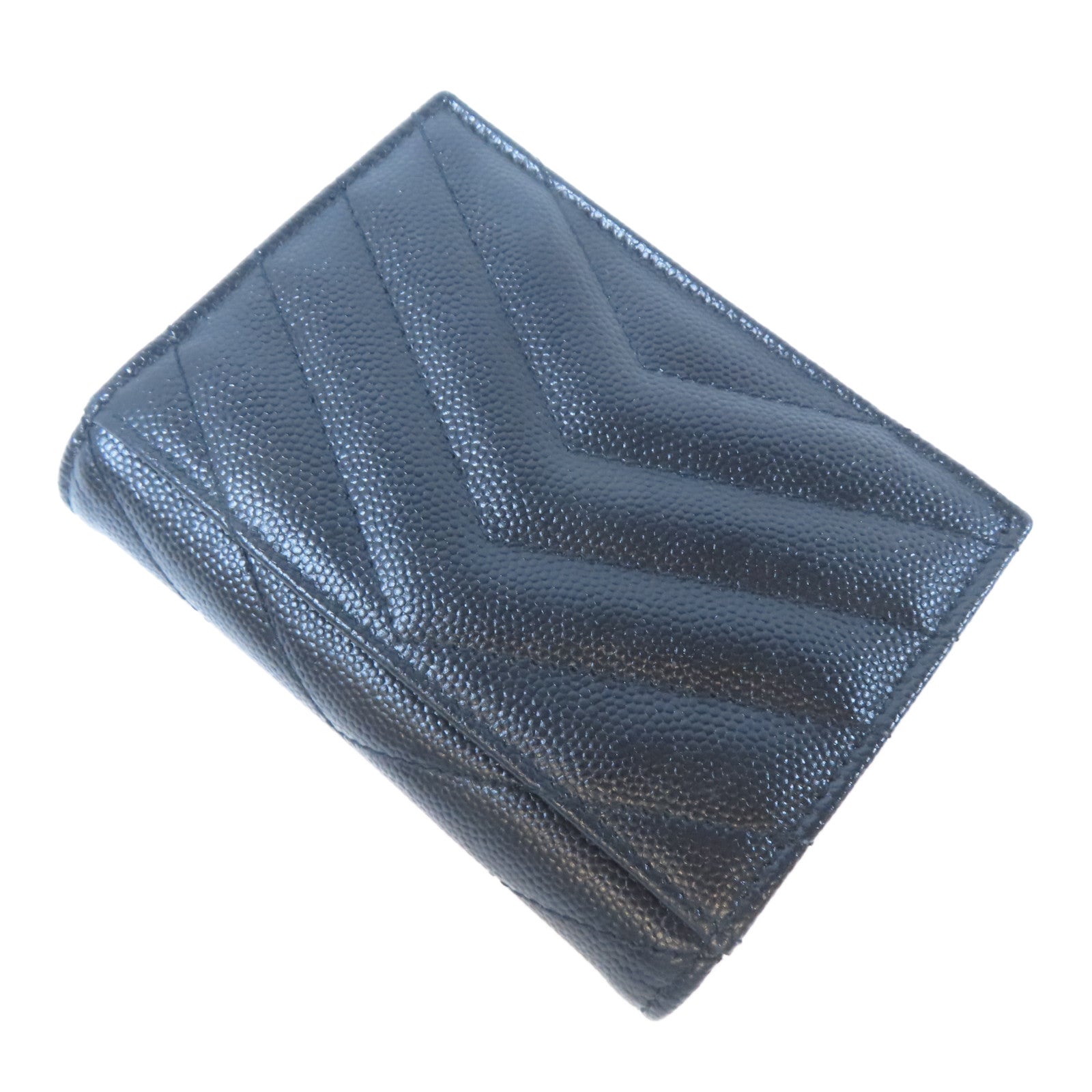 SAINT LAURENT 斜紋牛皮皮革Wallet金扣錢包黑色