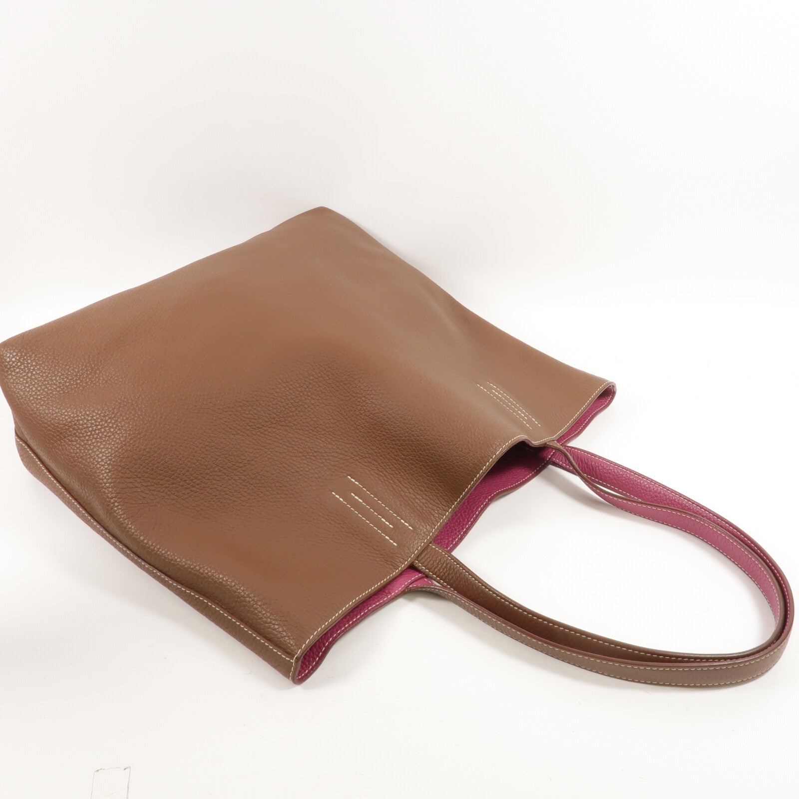 HERMES Clemence皮革Double Sens 45肩背袋Tosca/Alezan