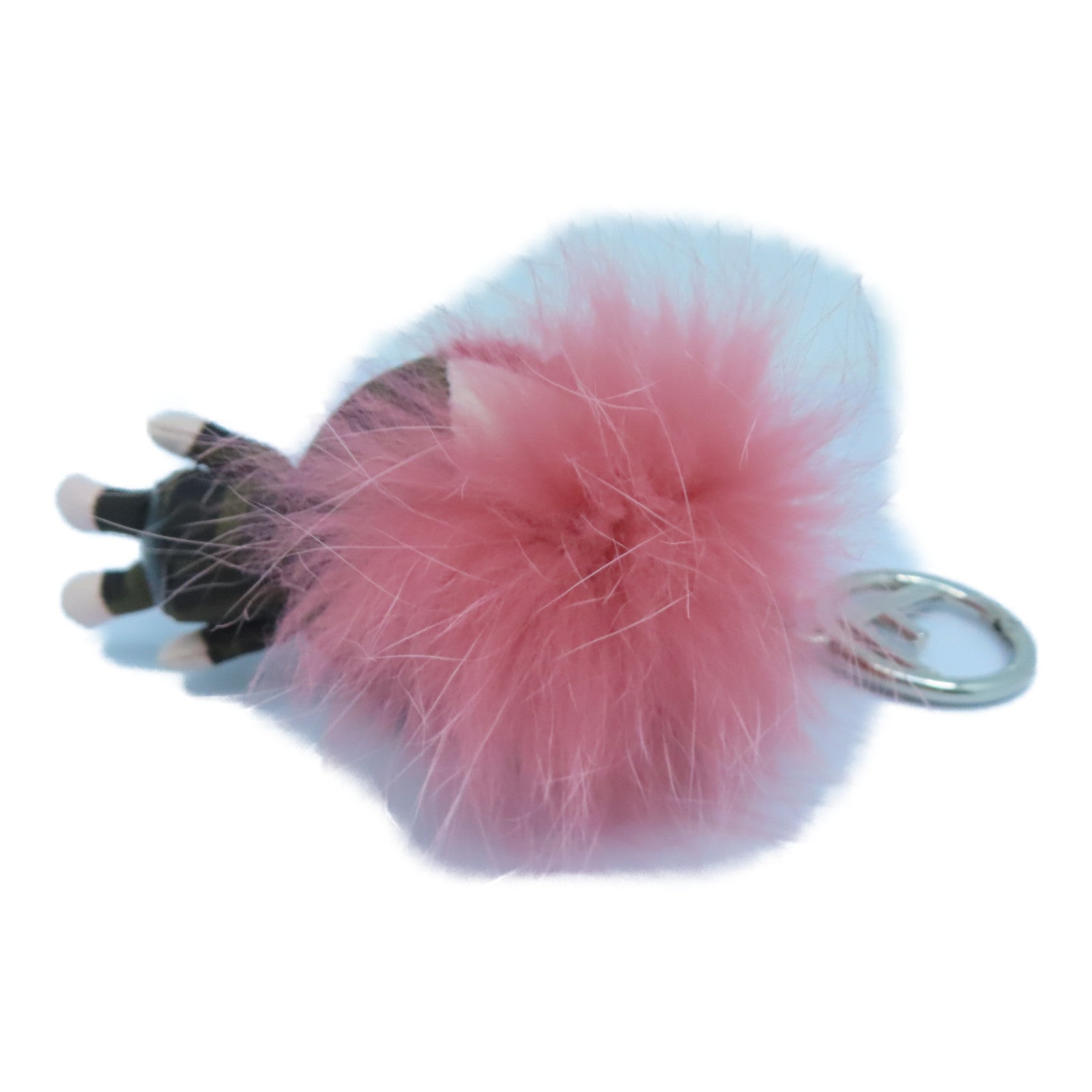 FENDI 【激減優惠】Fur/帆布Charm銀扣掛飾啡色/粉紅色