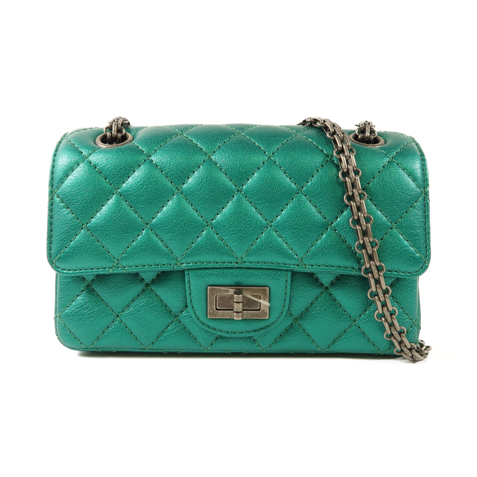 CHANEL 牛皮皮革2.55Mini鏈帶肩背袋