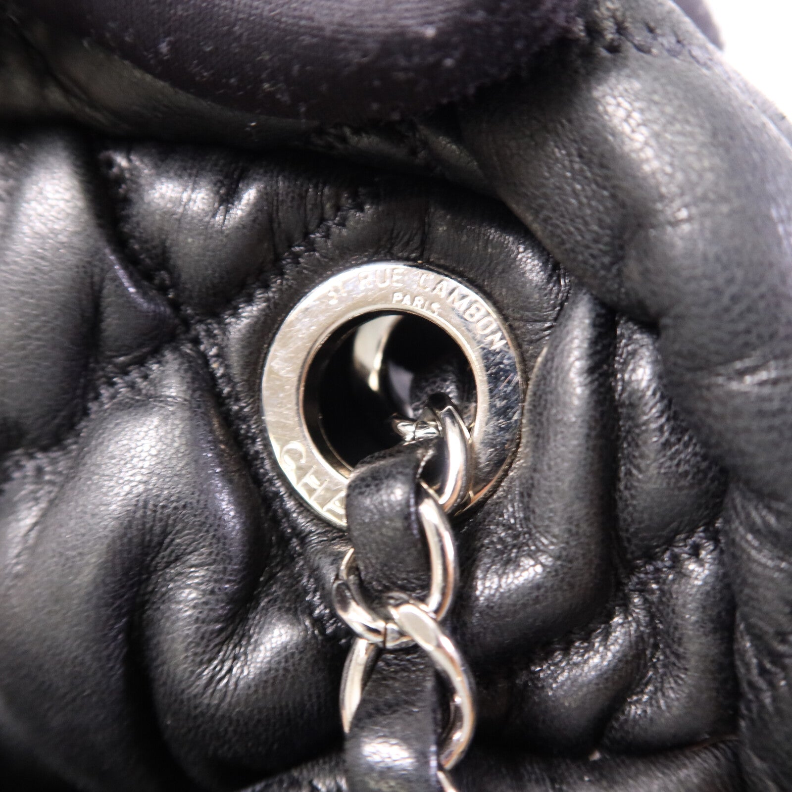 CHANEL 羊皮皮革Chain Shoulder銀扣鏈帶肩背袋