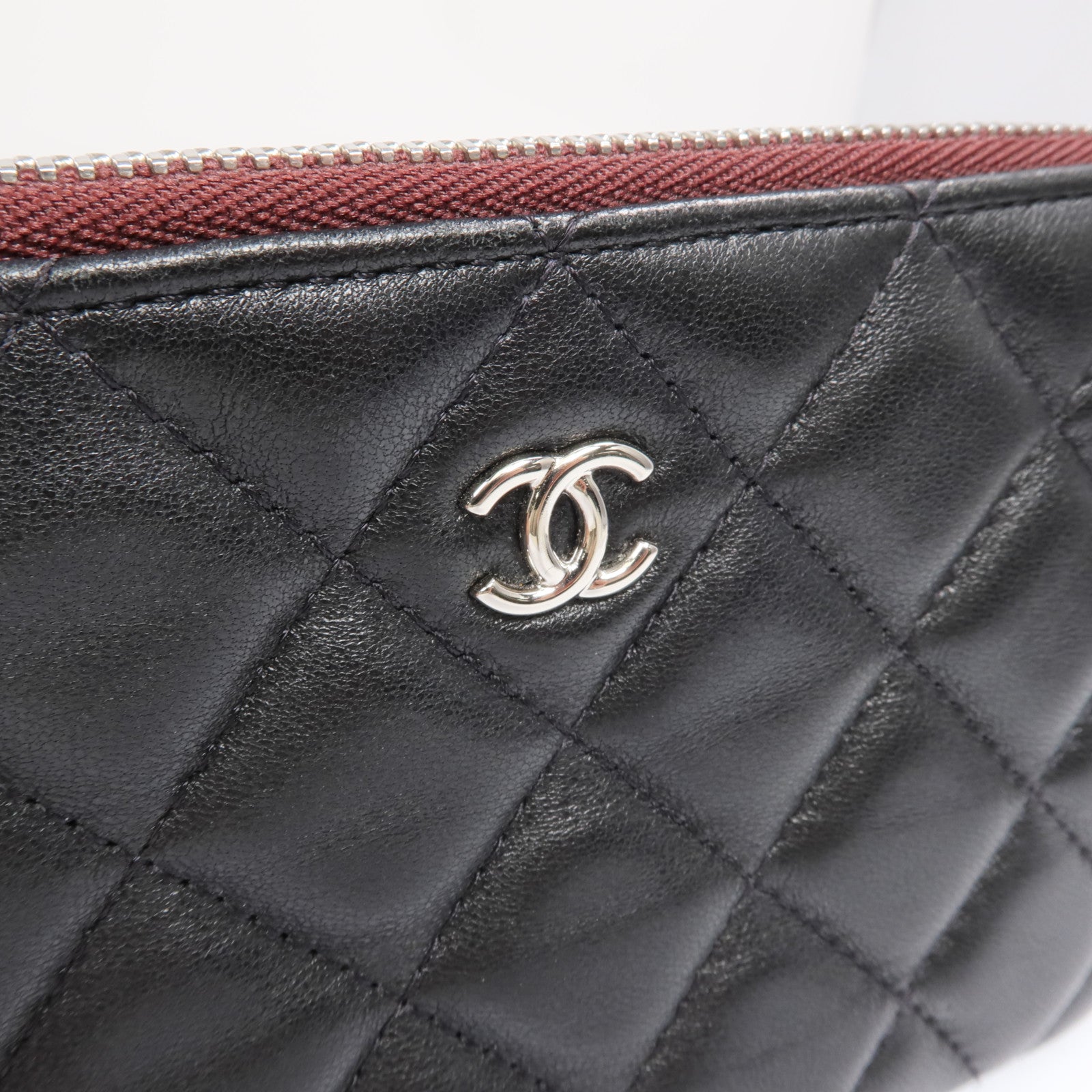 CHANEL 羊皮皮革Mini Pouch銀扣長錢包