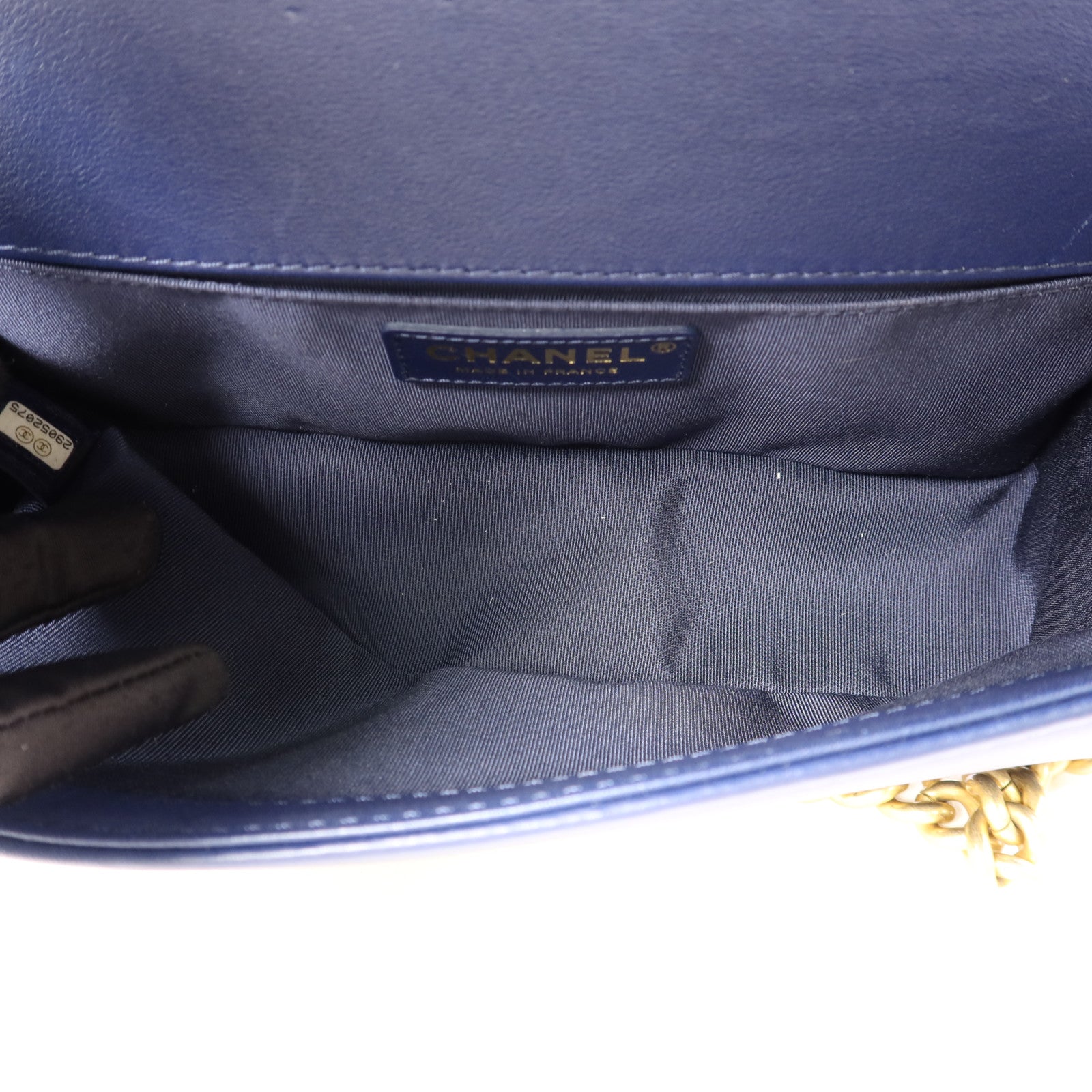 CHANEL 牛皮皮革Boy 25金扣鏈帶肩背袋