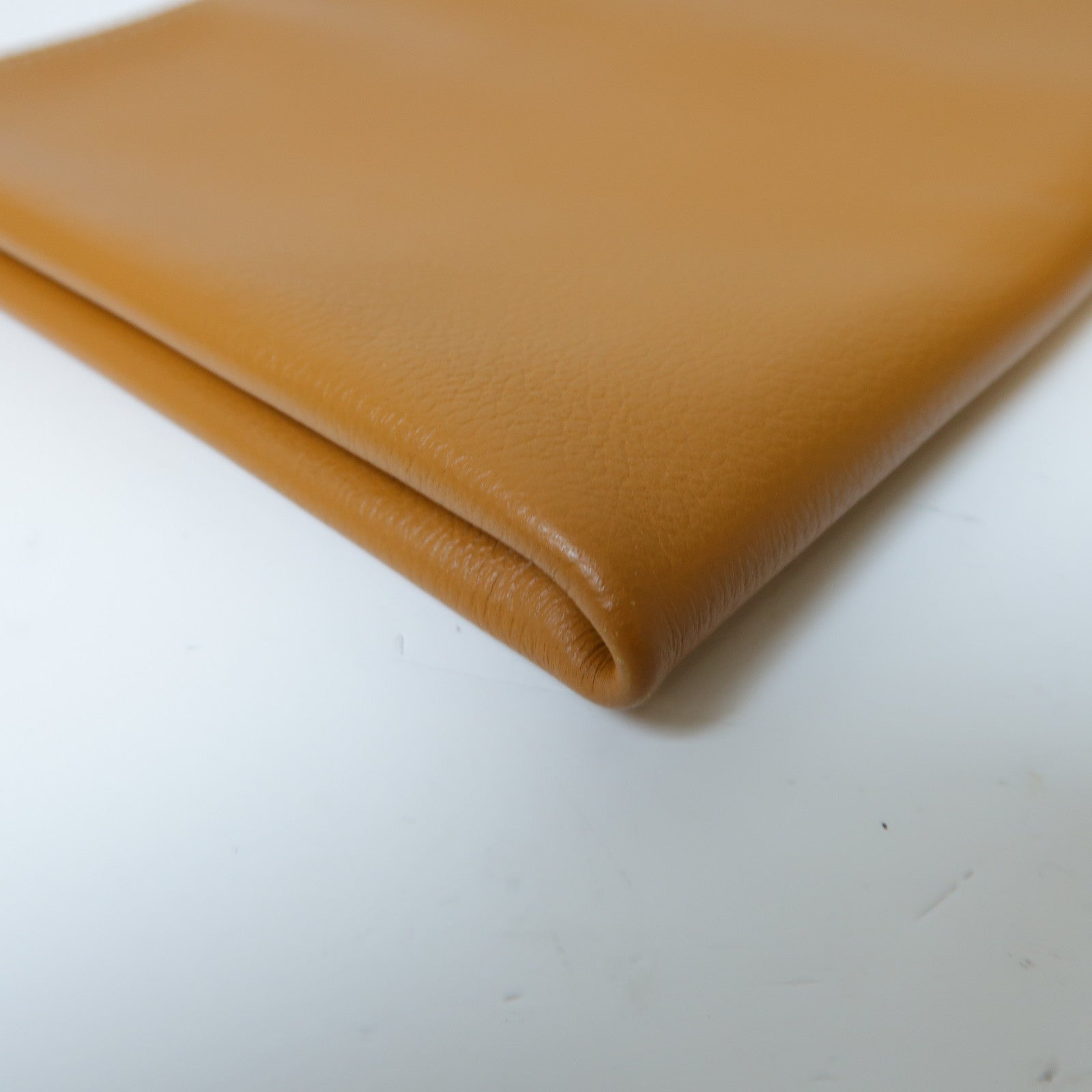 HERMES 【激減優惠】Evercolour皮革Atout 20 Pouch銀扣手拿包經典駝色/橙色