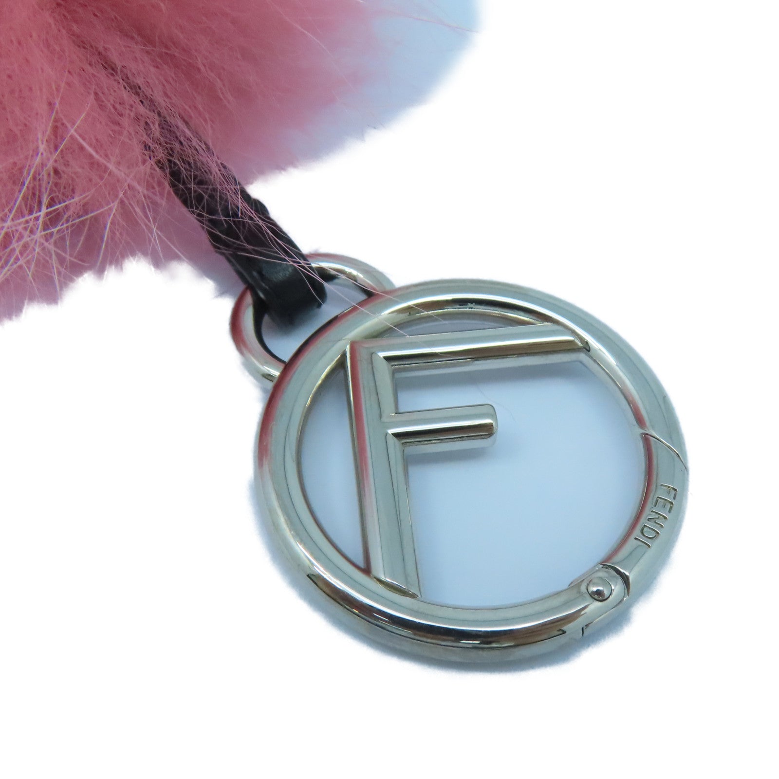 FENDI 【激減優惠】Fur/帆布Charm銀扣掛飾啡色/粉紅色
