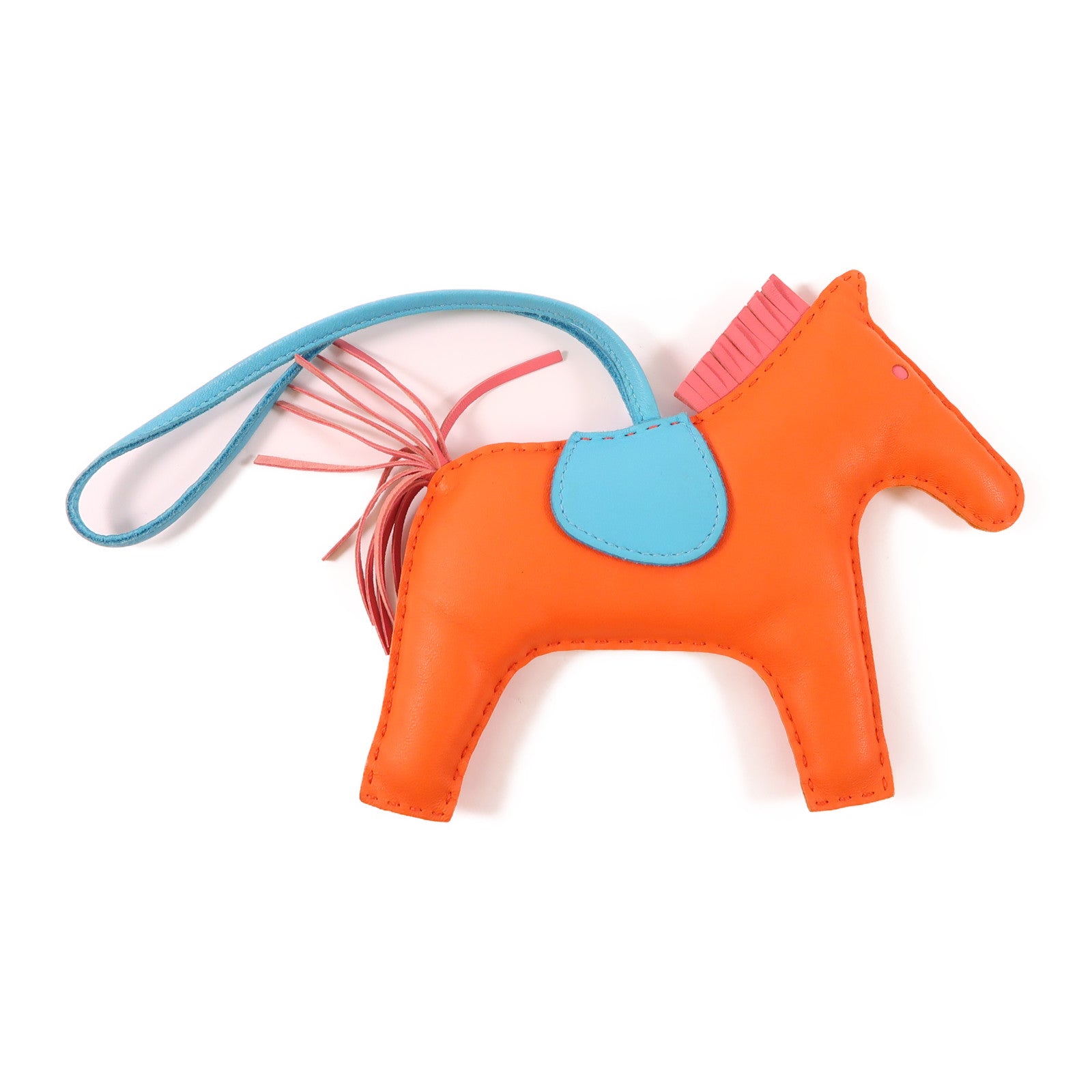 HERMES 【激減優惠】Milo皮革Rodeo GM掛飾Orange/Blue