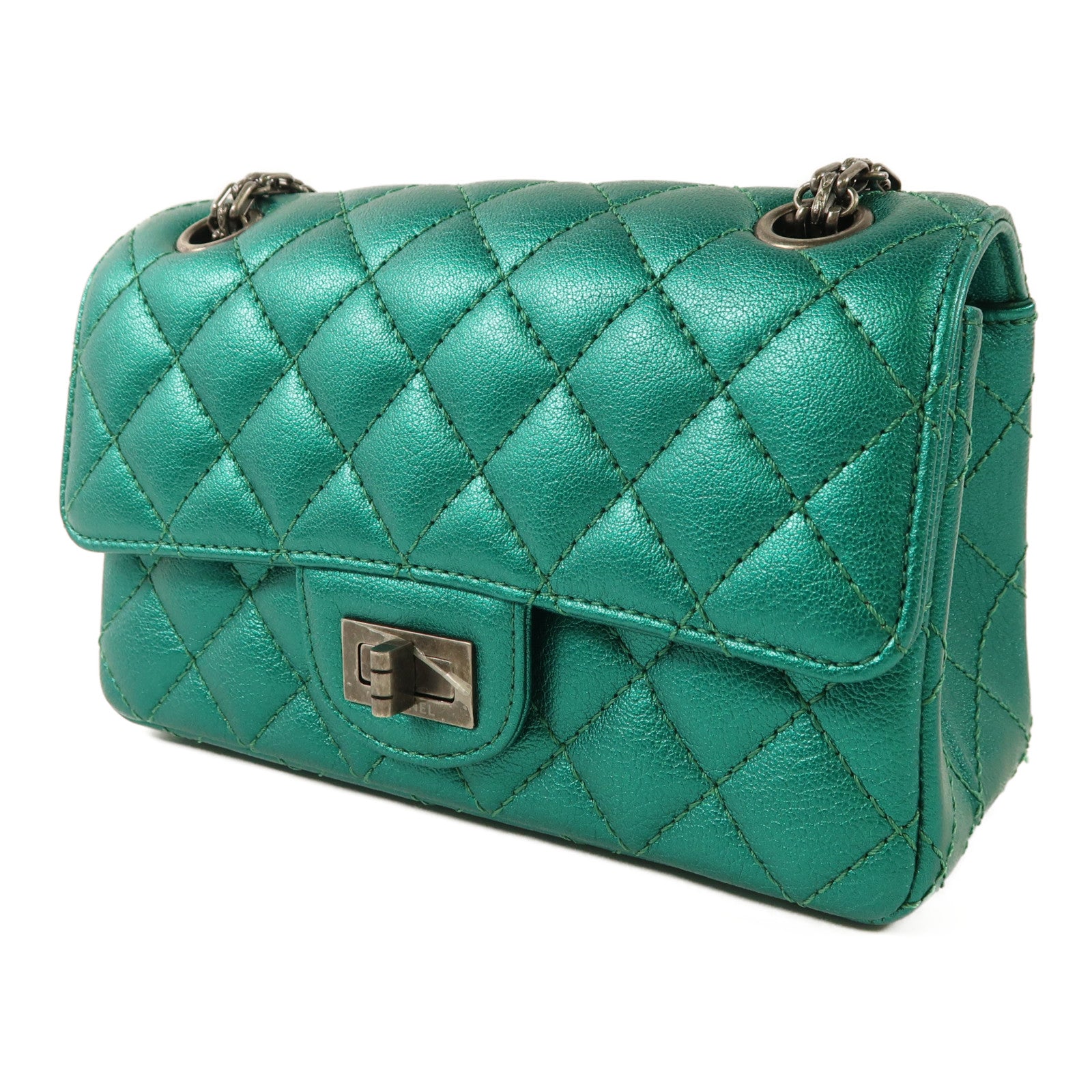 CHANEL 牛皮皮革2.55Mini鏈帶肩背袋