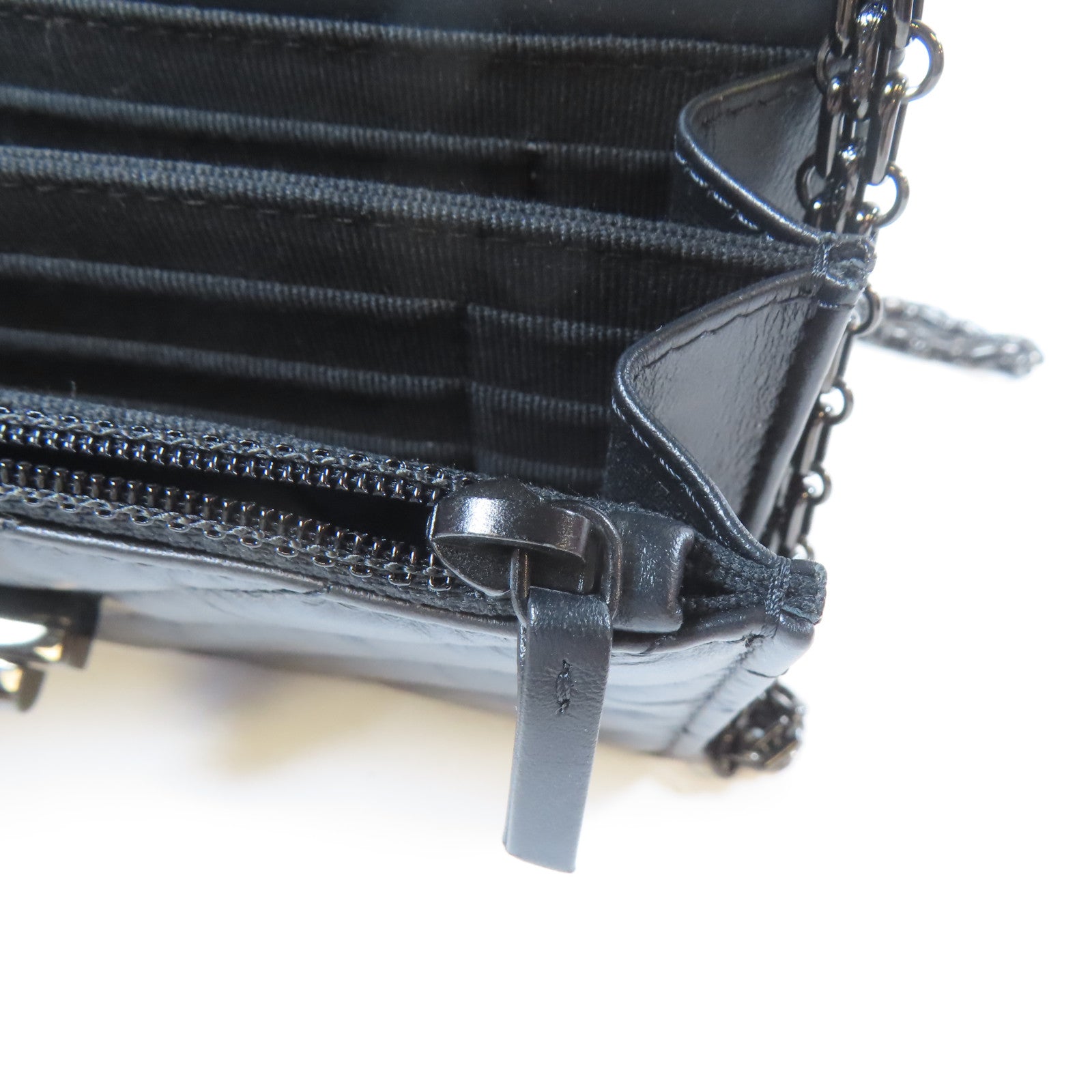 CHANEL 斜紋羊皮皮革2.55 WOC Wallet On Chain黑扣鏈帶肩背袋黑色