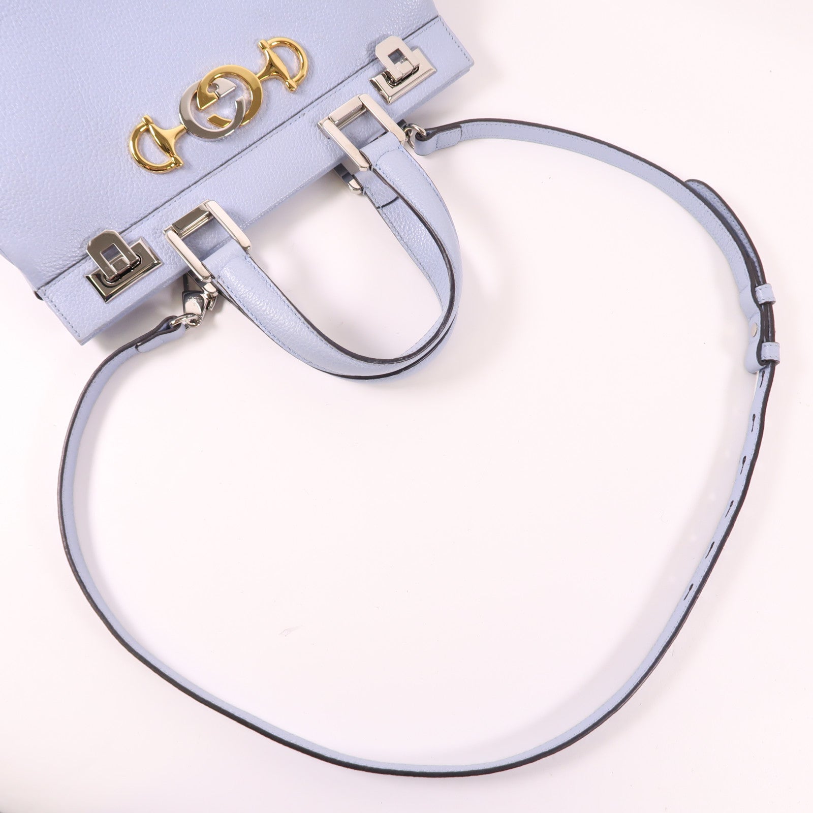 GUCCI 牛皮皮革Shoulder Bag銀扣手挽肩背兩用袋